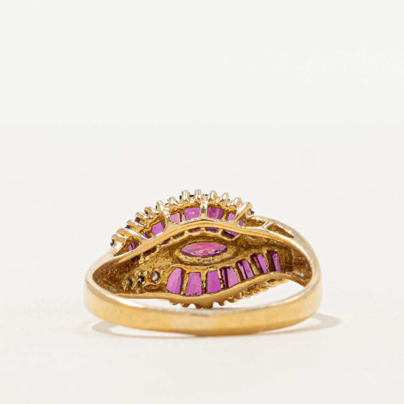 18k Marquise Cut Ruby & Diamond Ring | 1.25ctw, 0.03ctw | SZ 8