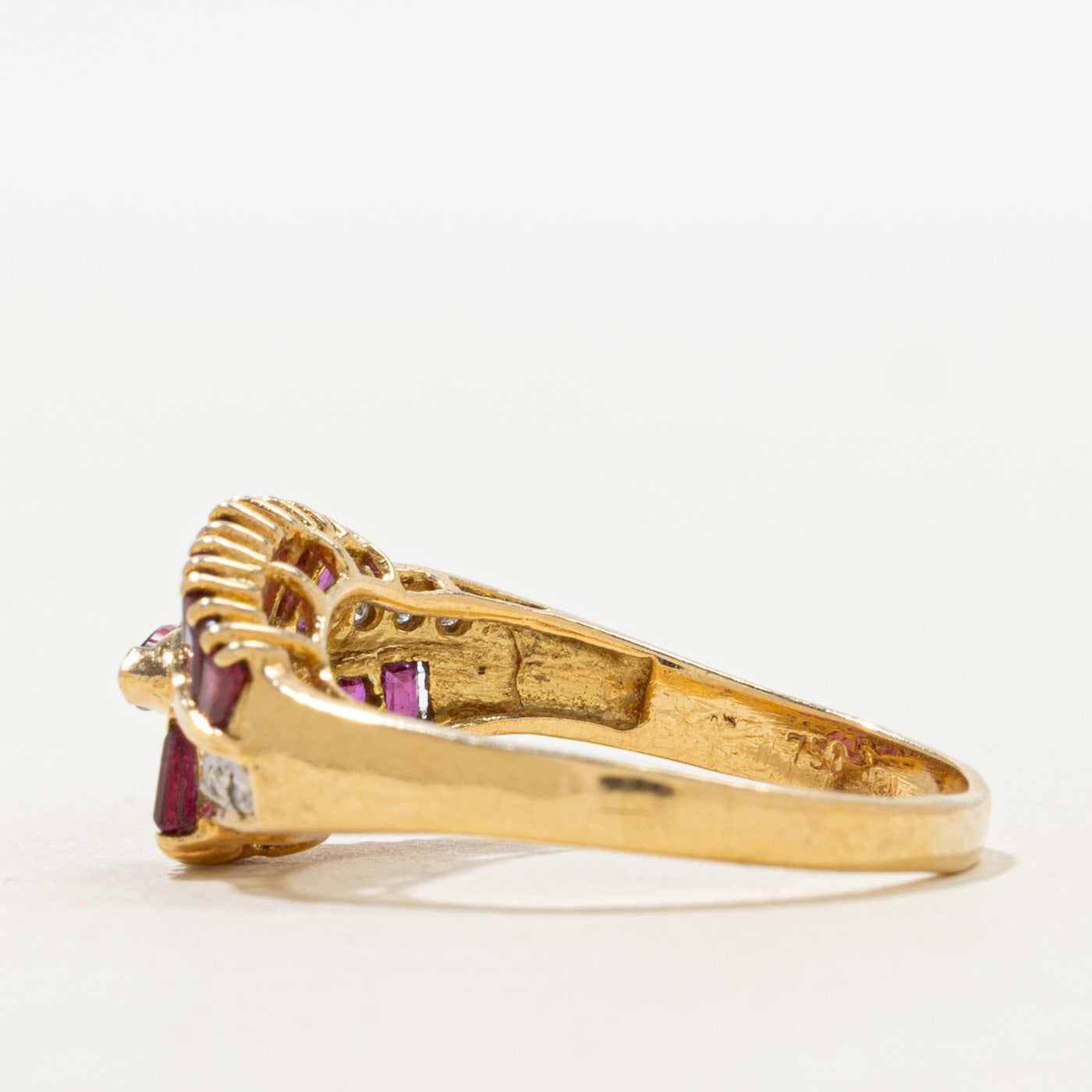 18k Marquise Cut Ruby & Diamond Ring | 1.25ctw, 0.03ctw | SZ 8