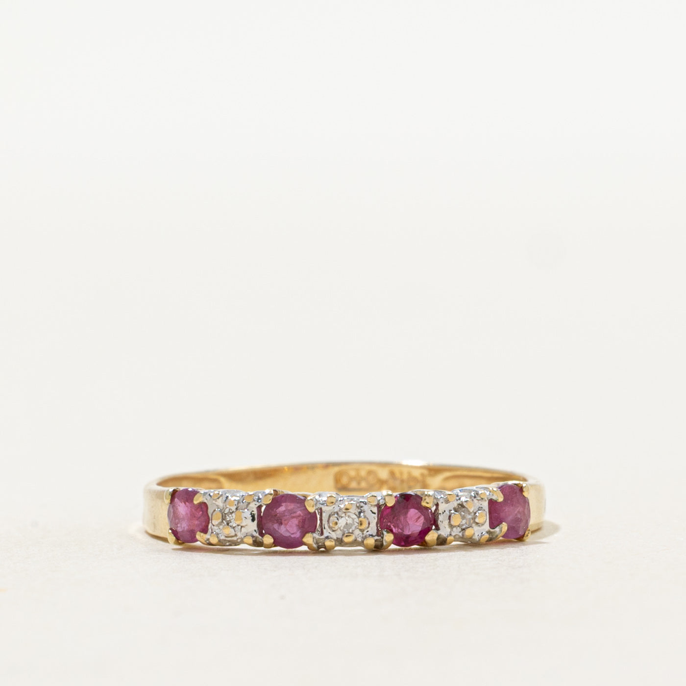 Four Stone Ruby & Diamond Ring | 0.27ctw, 0.01ctw | SZ 7