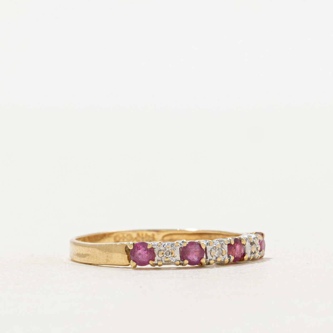 Four Stone Ruby & Diamond Ring | 0.27ctw, 0.01ctw | SZ 7