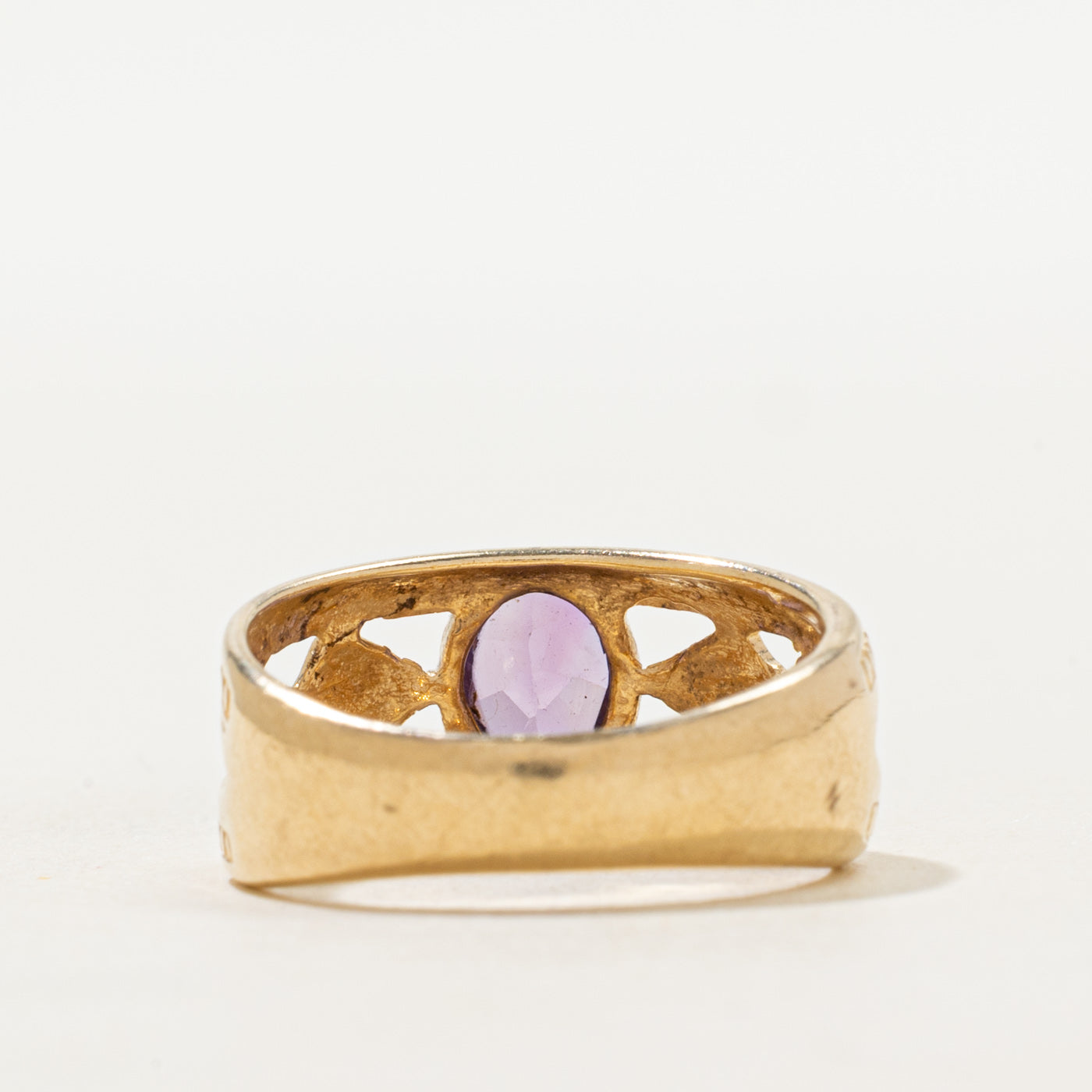 Bezel Set Amethyst Openwork Ring | 0.85ct | SZ 7