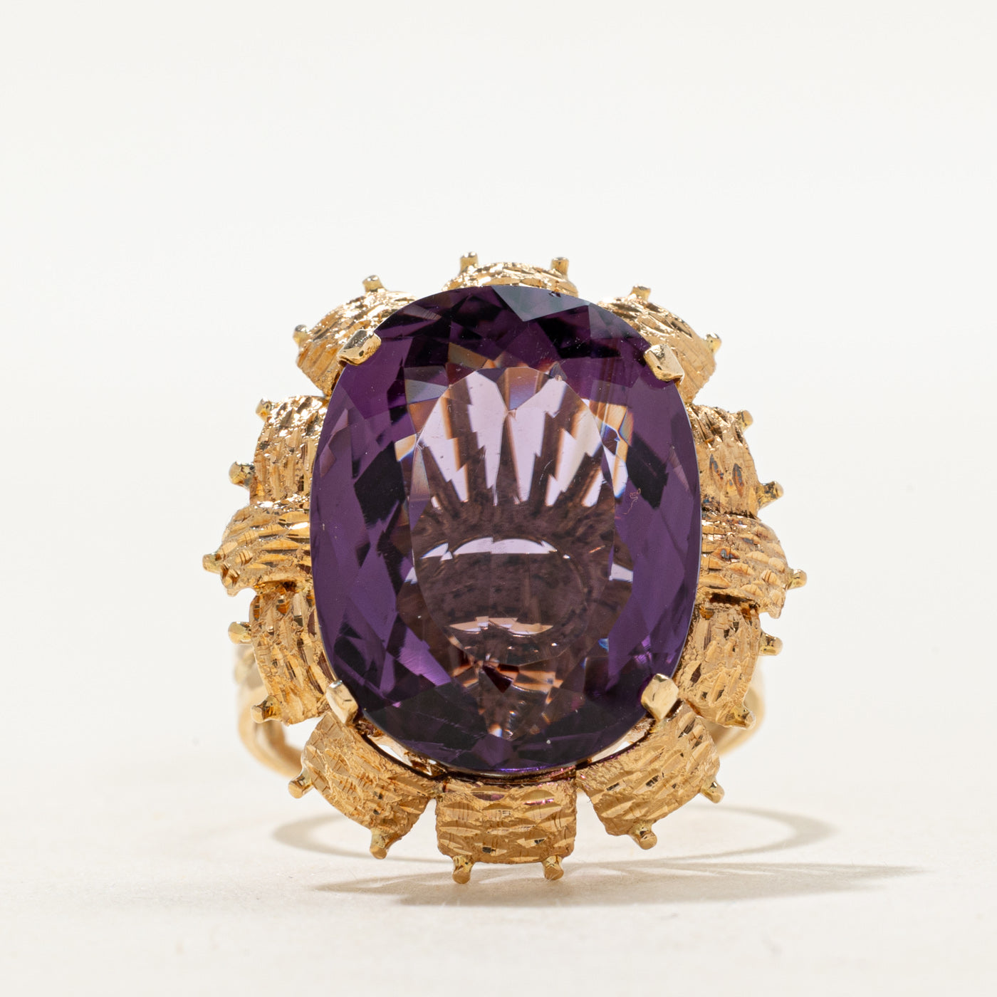 Amethyst Textured Cocktail Ring | 15.00ct | SZ 9.75