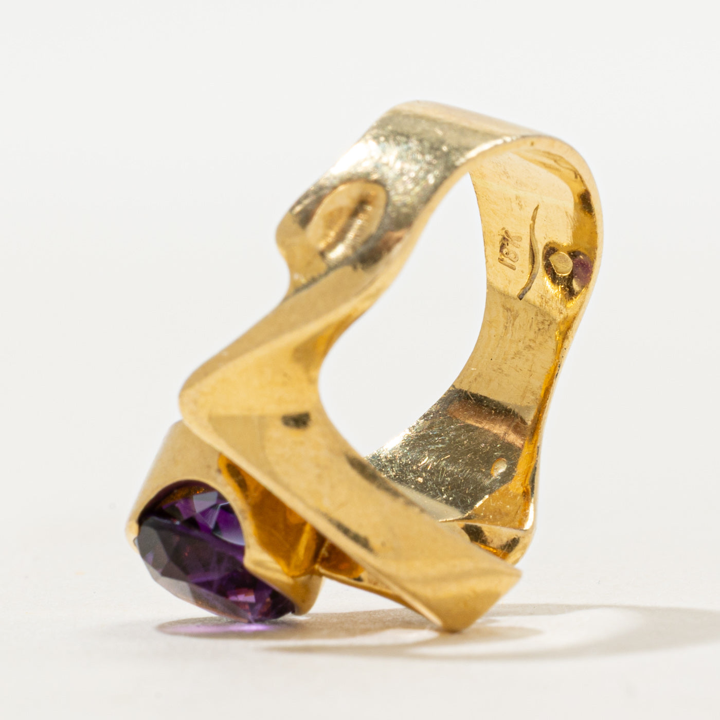 18k Bezel Set Amethyst & Diamond Cocktail Ring | 1.80ct, 0.10ct | SZ 6.5