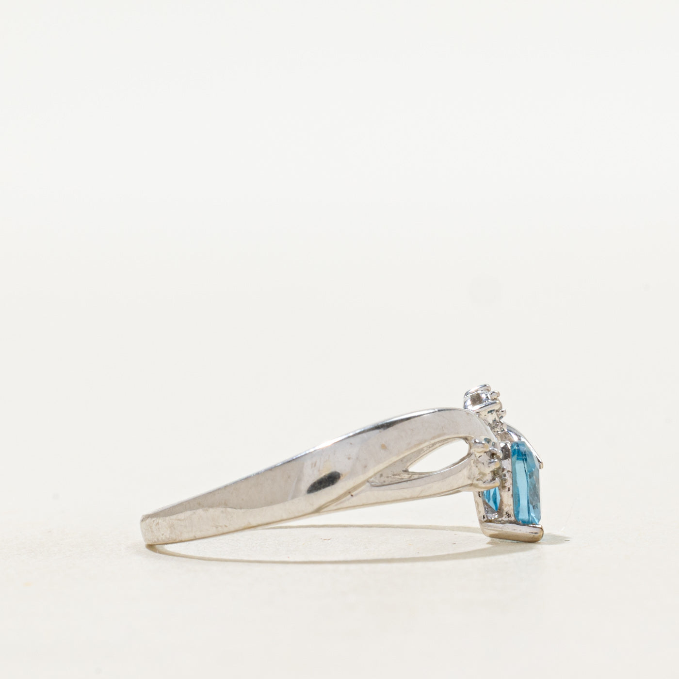 Blue Topaz & Diamond Heart Ring | 0.50ct, 0.01ctw | SZ 6.5