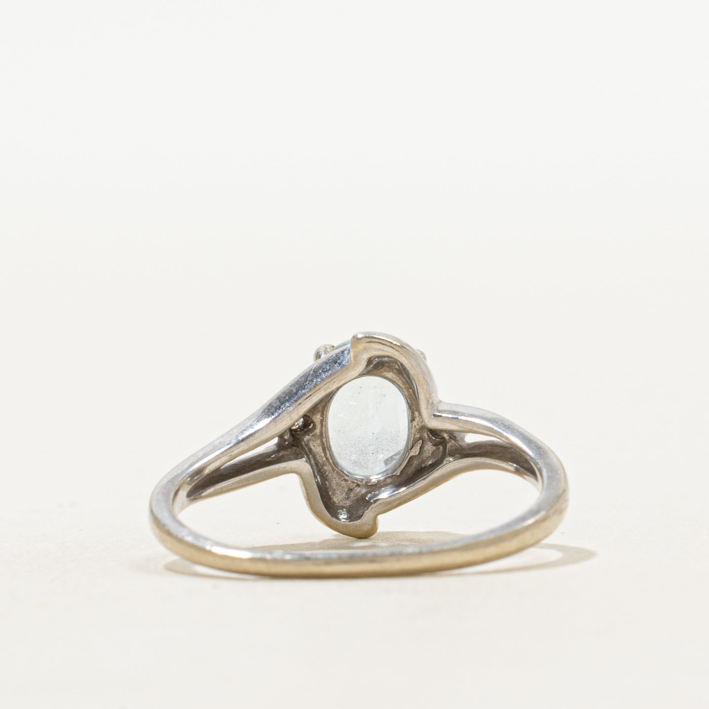 Aquamarine & Diamond Openwork Bypass Ring | 0.70ct, 0.03ct | SZ 5.25