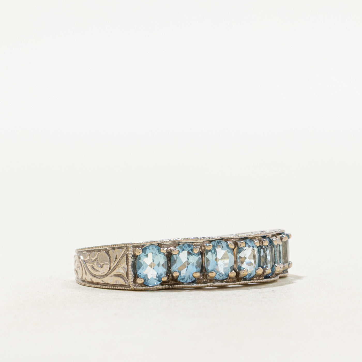 Aquamarine Scrollwork Ring | 0.90ctw | SZ 7.75