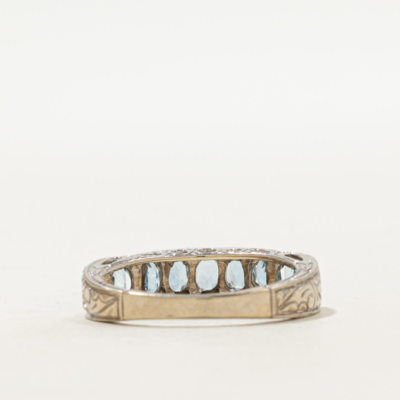 Aquamarine Scrollwork Ring | 0.90ctw | SZ 7.75