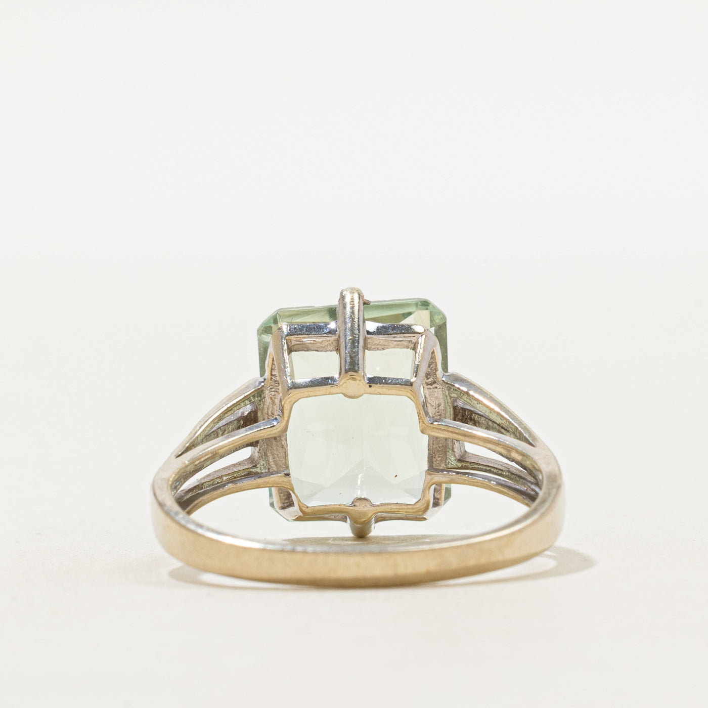Basket Set Radiant Cut Prasiolite & Diamond Cocktail Ring | 3.00ct, 0.01ctw | SZ 8.75
