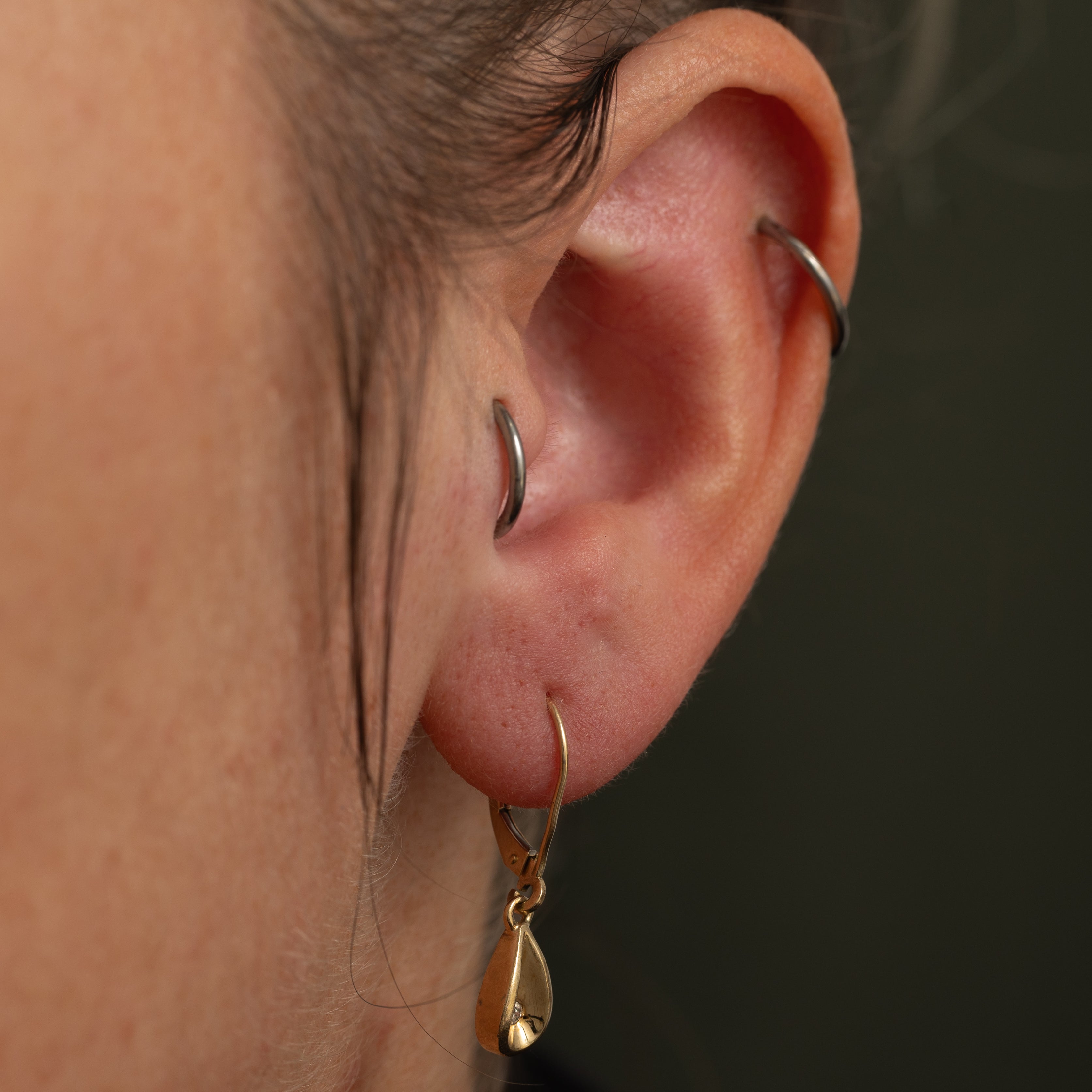 Single Diamond Pear Shaped Drop Earrings