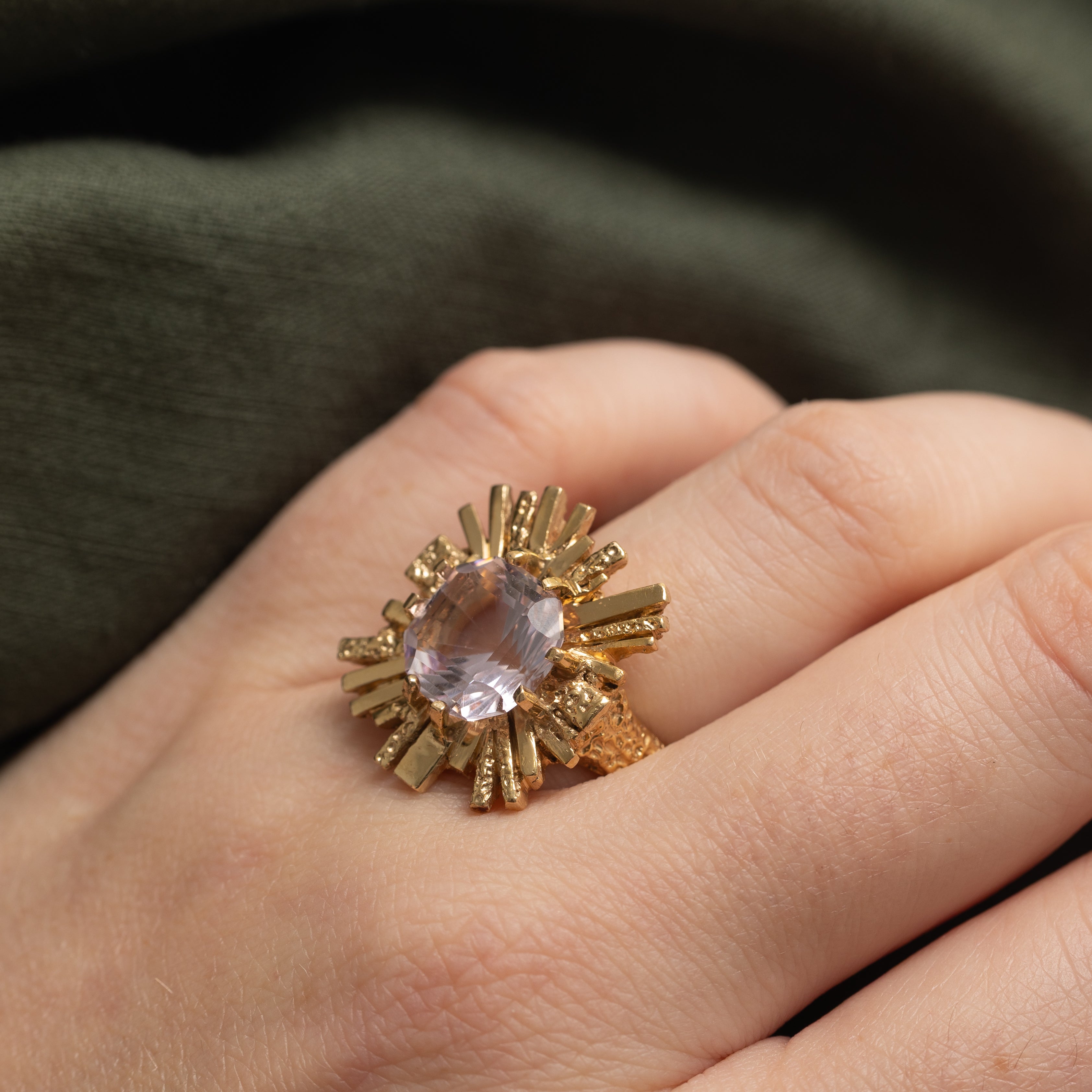 Rose De France Amethyst Textured Cocktail Ring | 7.50ct | SZ 6.75