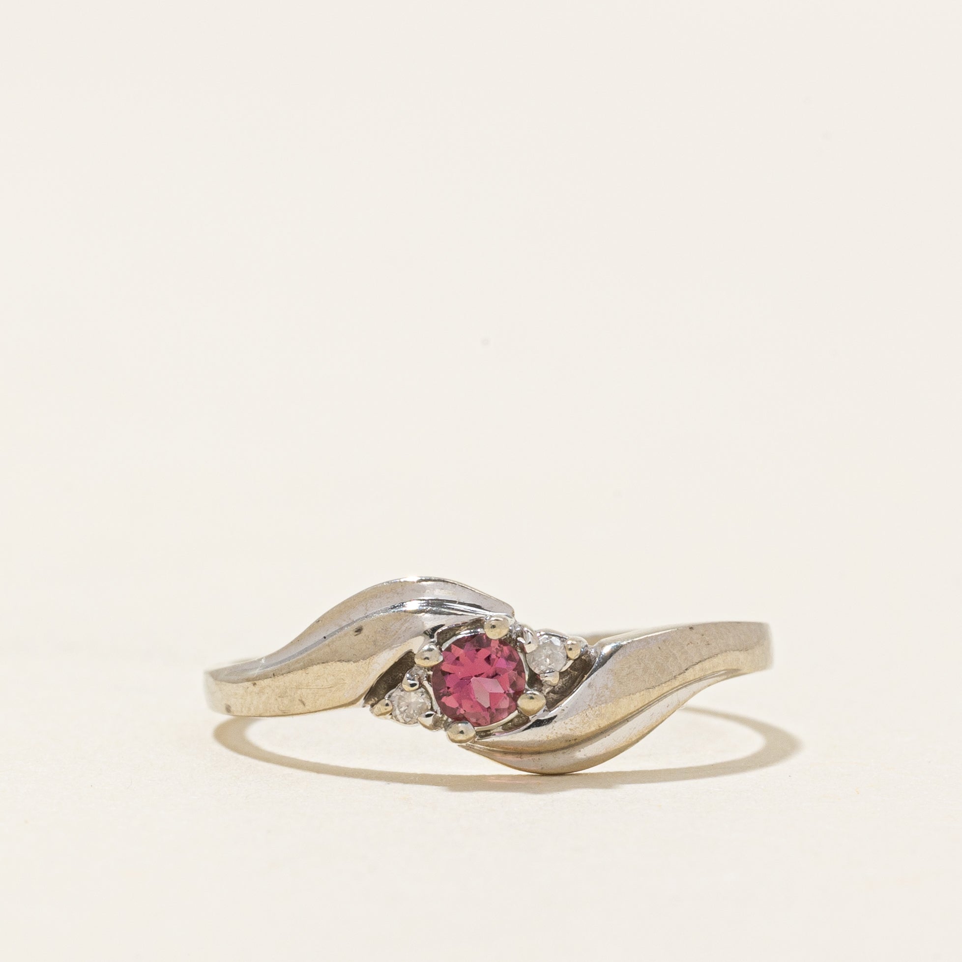 Tourmaline & Diamond Accented Bypass Ring | 0.10ct, 0.02ct | SZ 5
