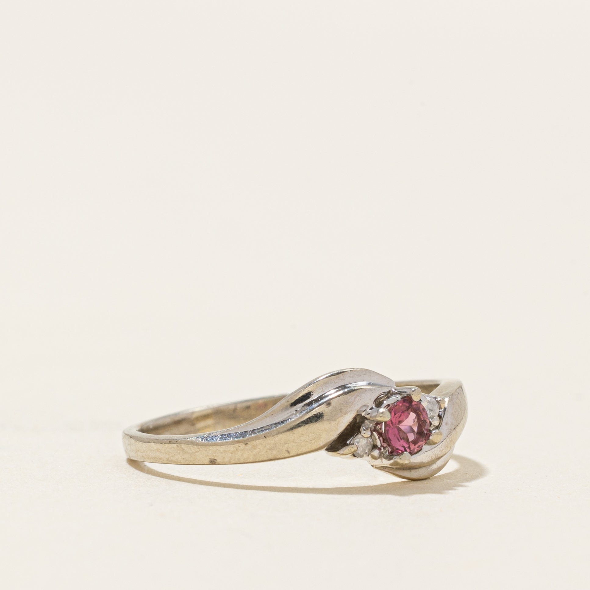 Tourmaline & Diamond Accented Bypass Ring | 0.10ct, 0.02ct | SZ 5