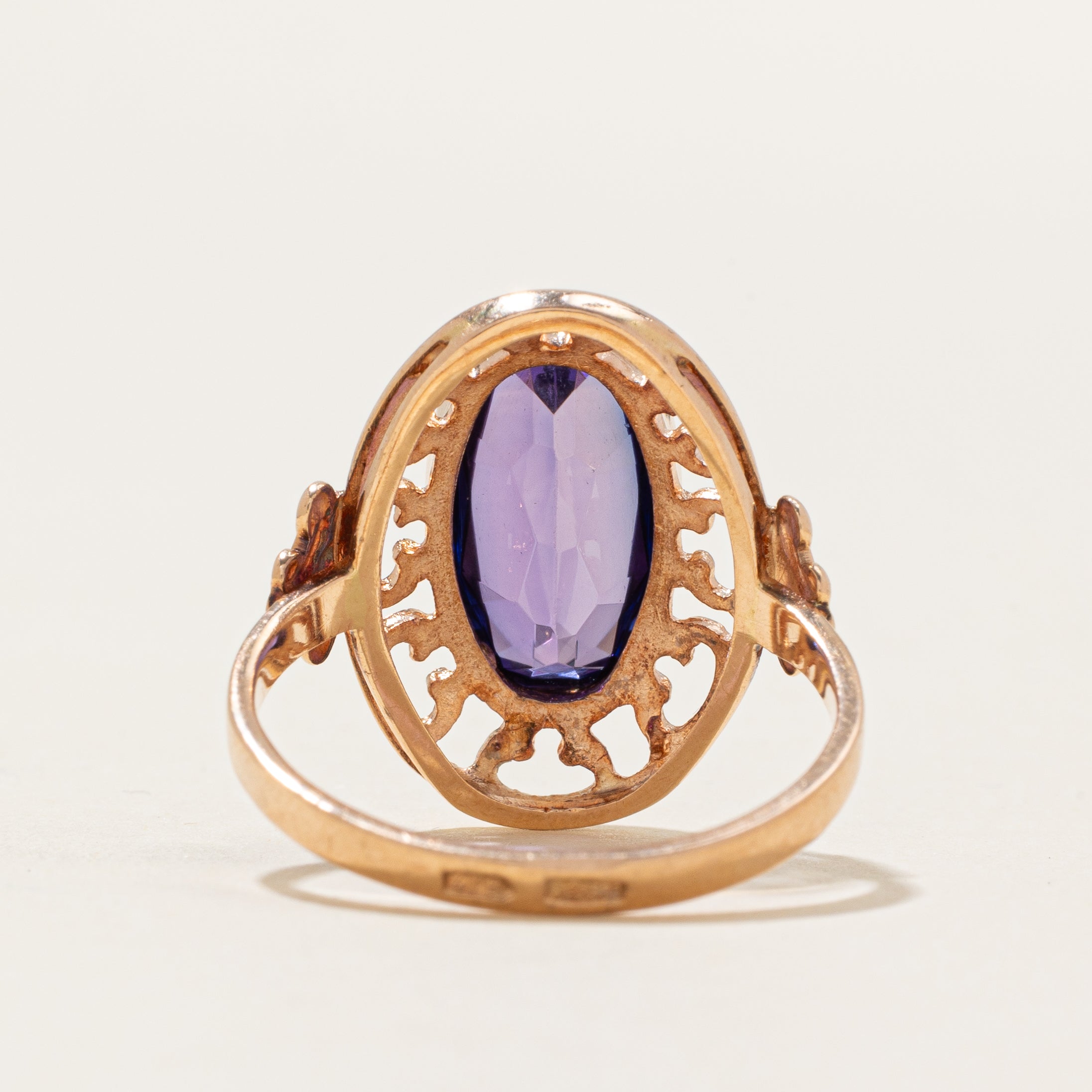 1974 Soviet Hallmarked Synthetic Sapphire Textured Cocktail Ring | SZ 8.5