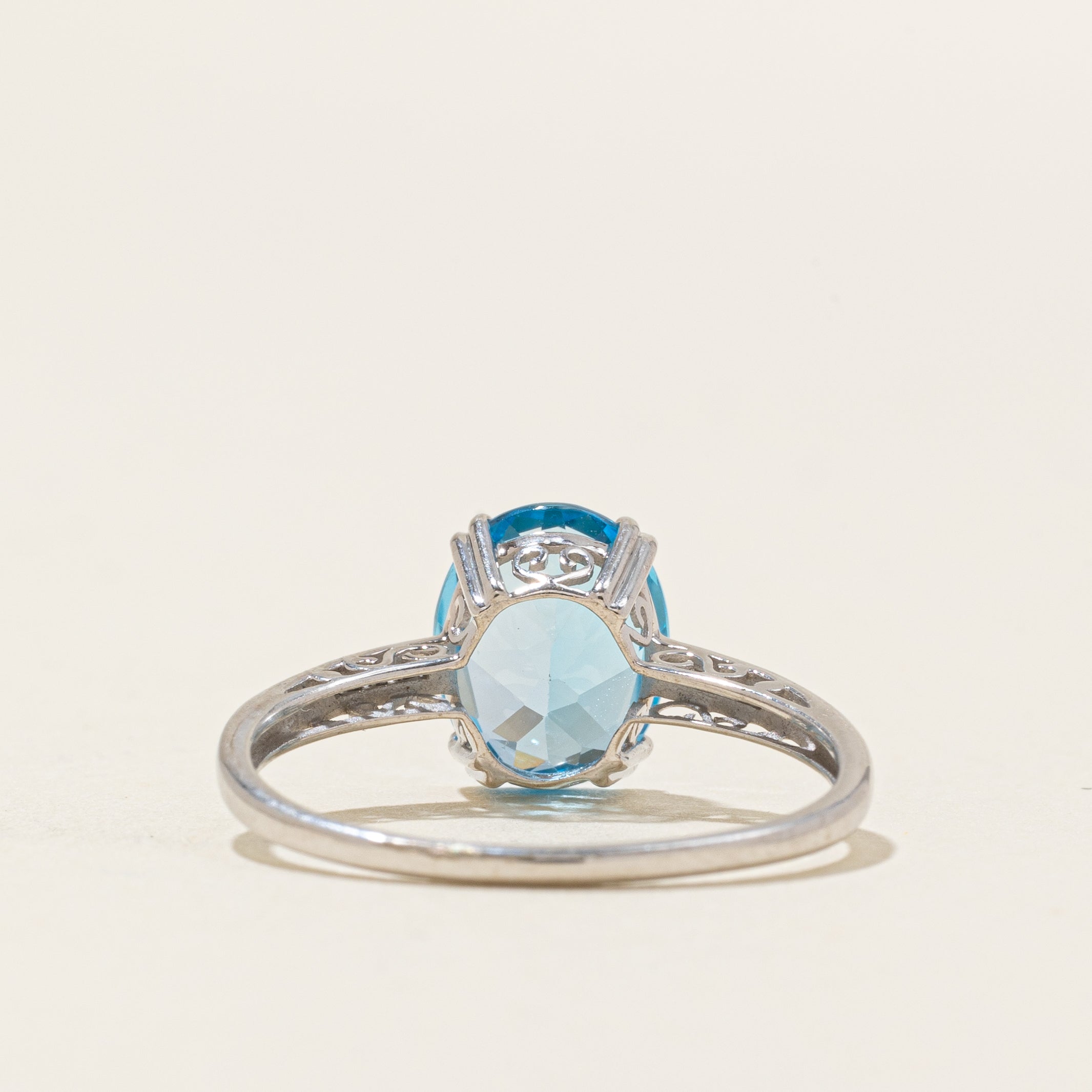 Blue Topaz & Diamond Cocktail Ring | 3.20ct, 0.04ctw | SZ 9