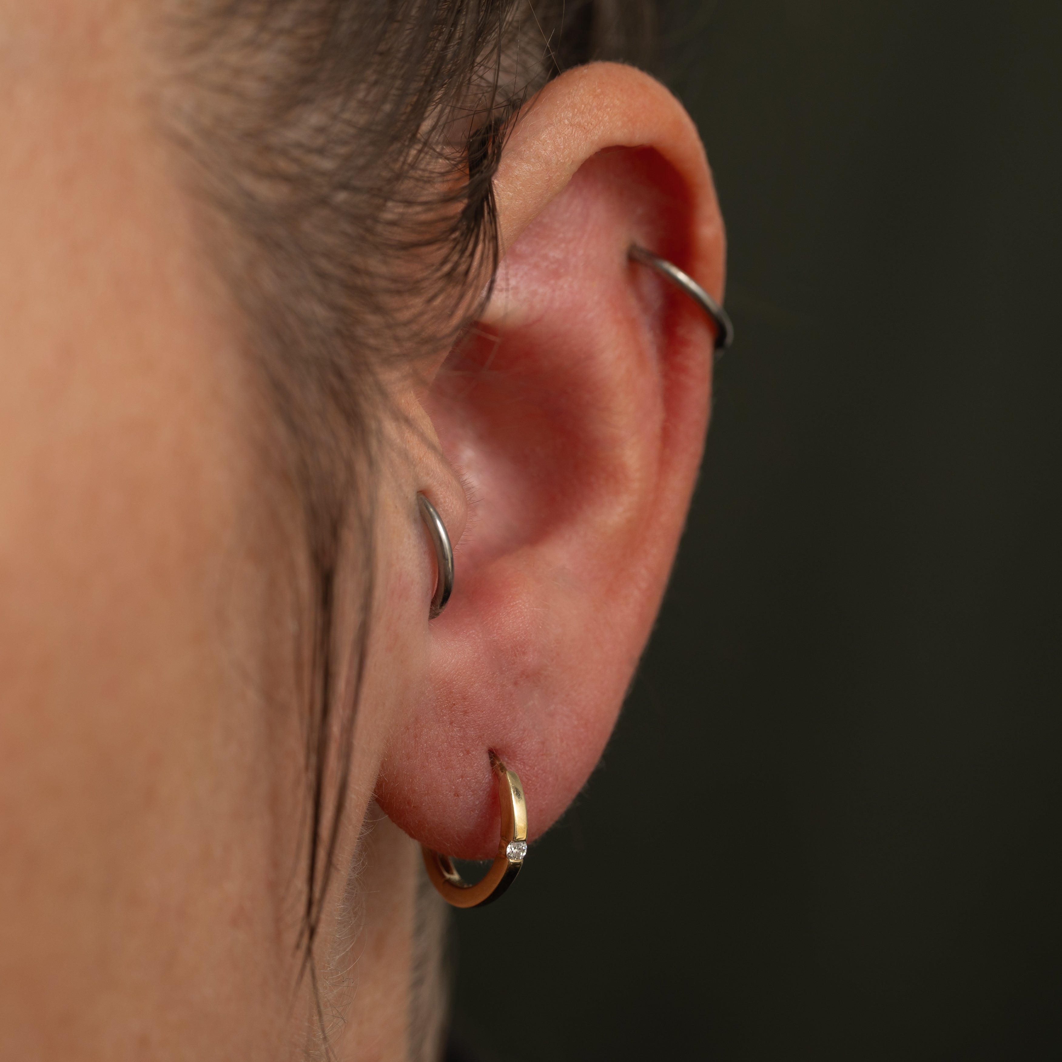 Single Diamond Huggie Earrings