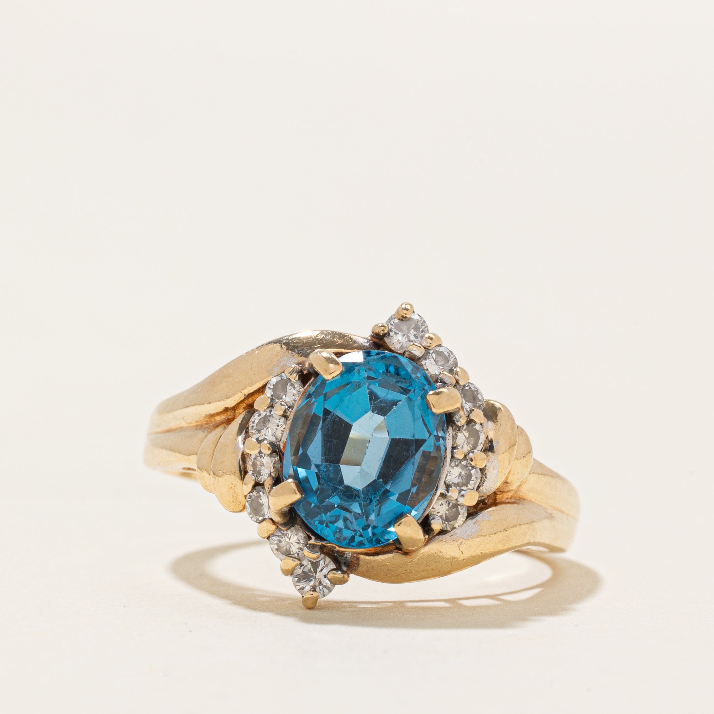 London Blue Topaz & Diamond Accented Cocktail Ring | 2.70ct, 0.34ctw | SZ 8.5