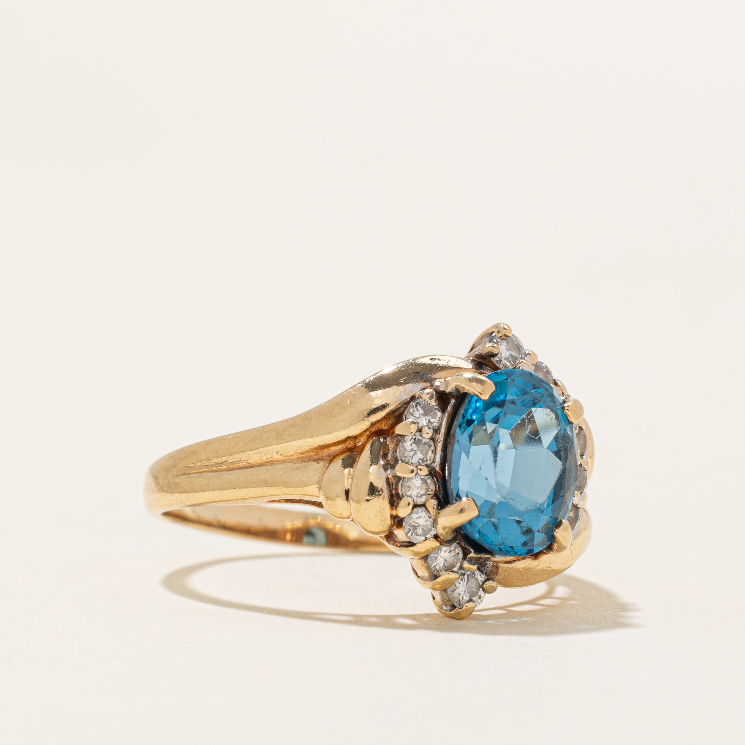 London Blue Topaz & Diamond Accented Cocktail Ring | 2.70ct, 0.34ctw | SZ 8.5