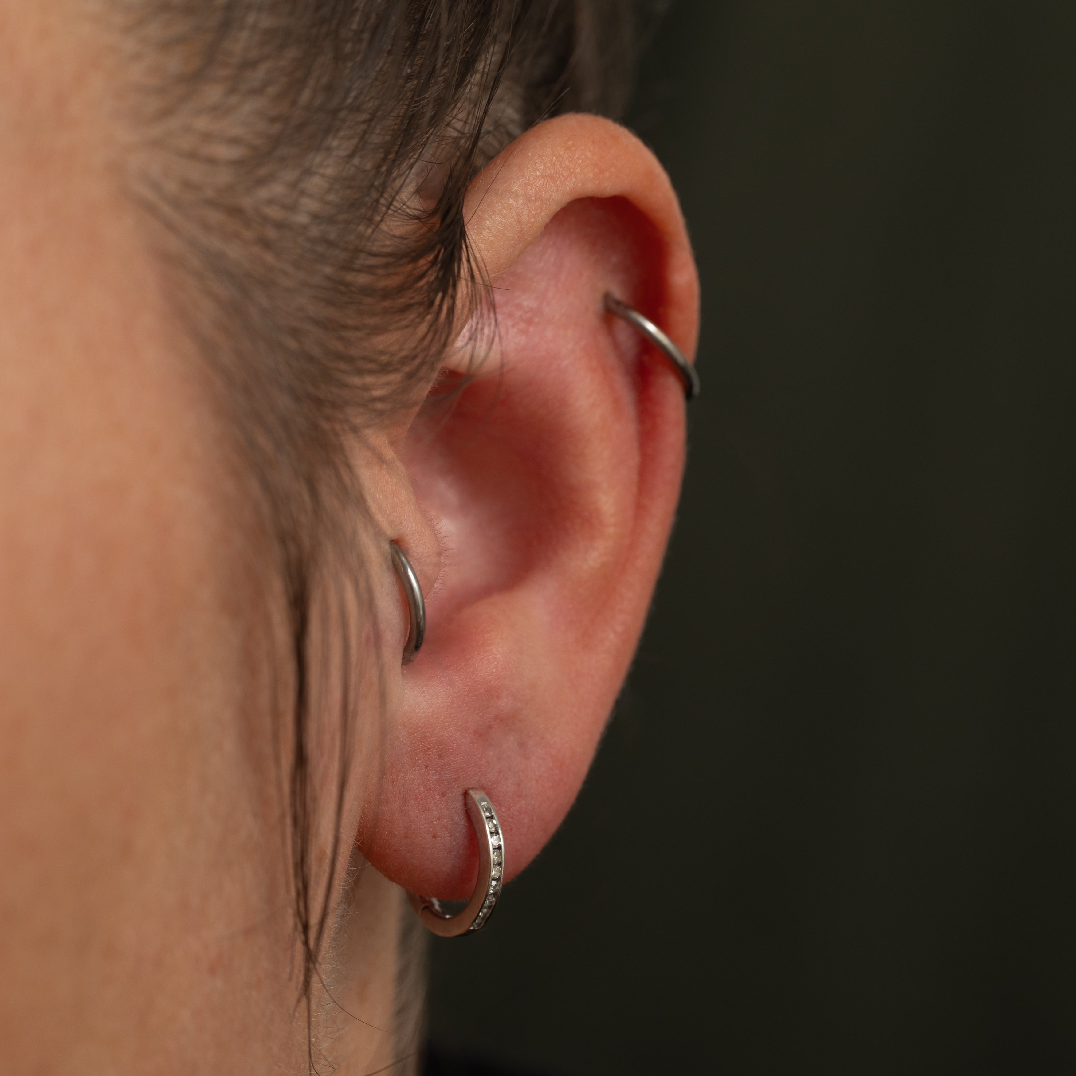 Channel Set Diamond Huggie Earrings