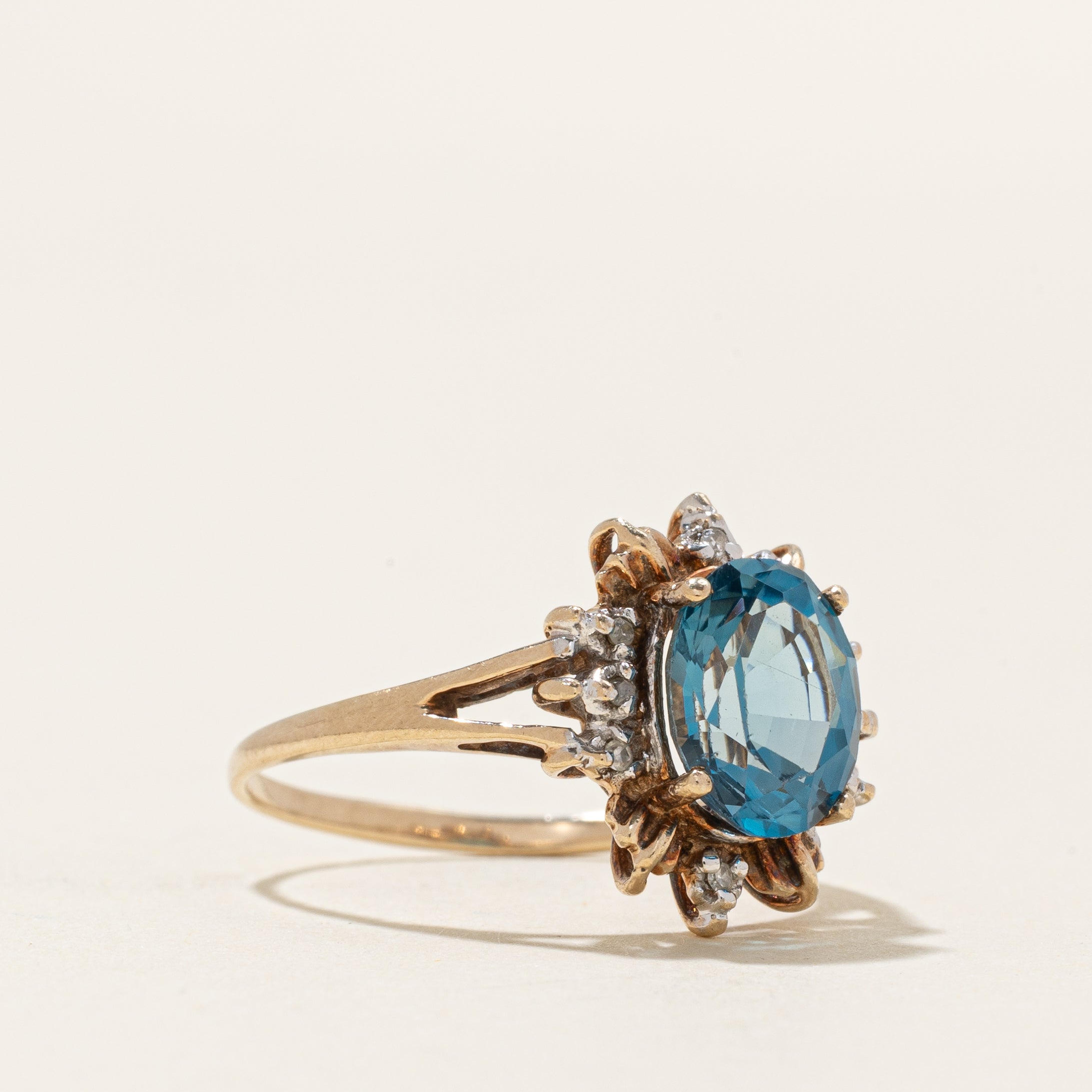 London Blue Topaz & Diamond Accented Ring | 2.40ct, 0.04ctw | SZ 6.5