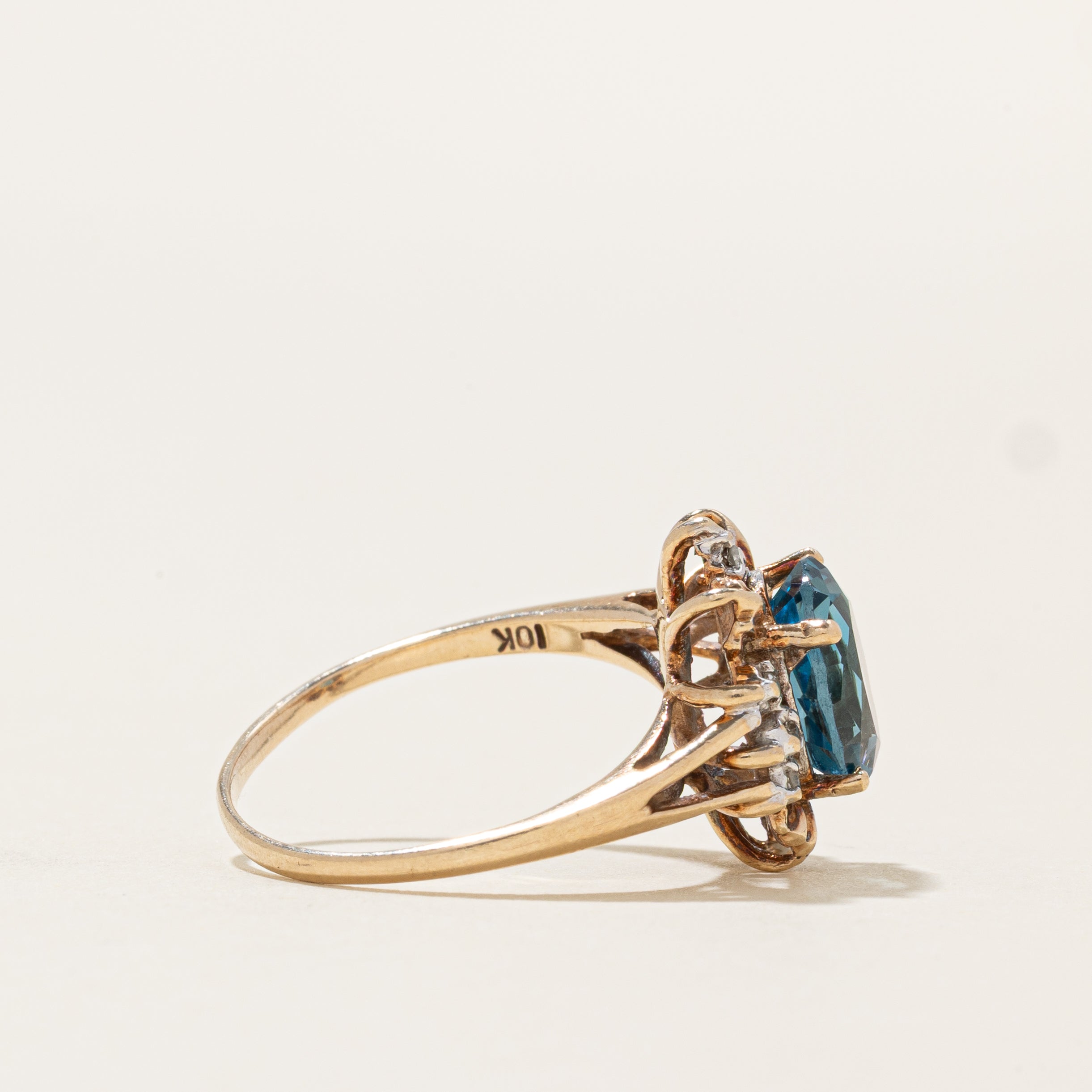 London Blue Topaz & Diamond Accented Ring | 2.40ct, 0.04ctw | SZ 6.5