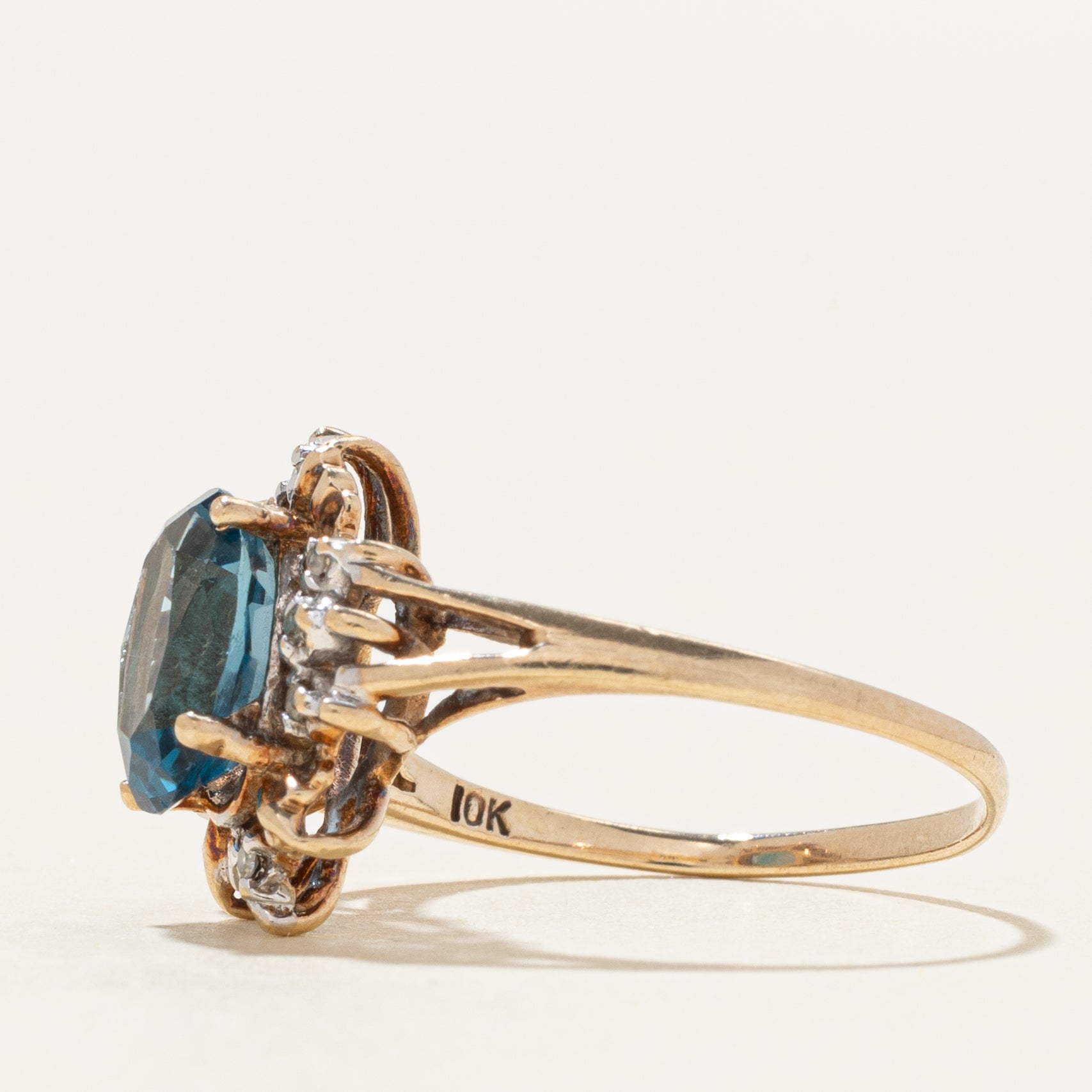 London Blue Topaz & Diamond Accented Ring | 2.40ct, 0.04ctw | SZ 6.5