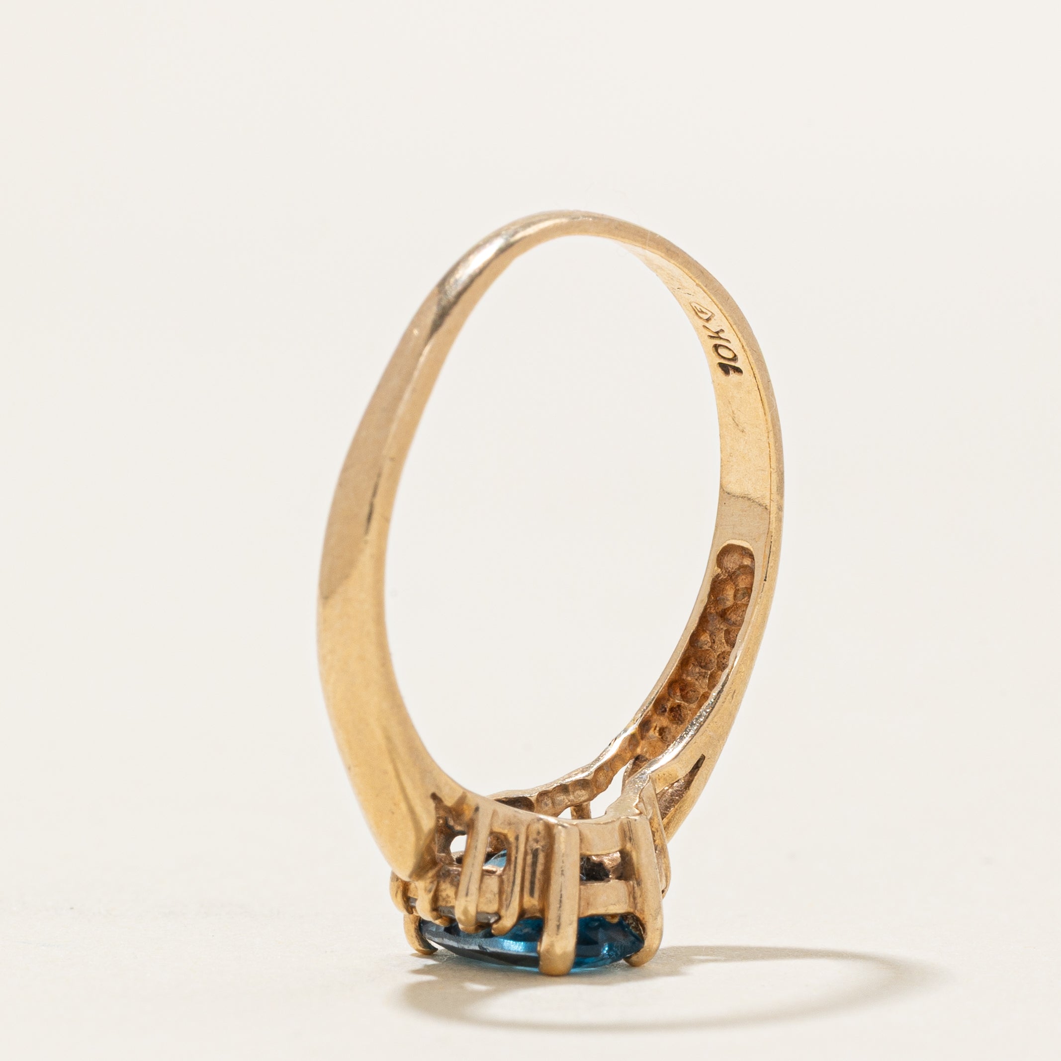 Oval Cut London Blue Topaz & Diamond Accented Ring | 1.36ct, 0.03ctw | SZ 7.5