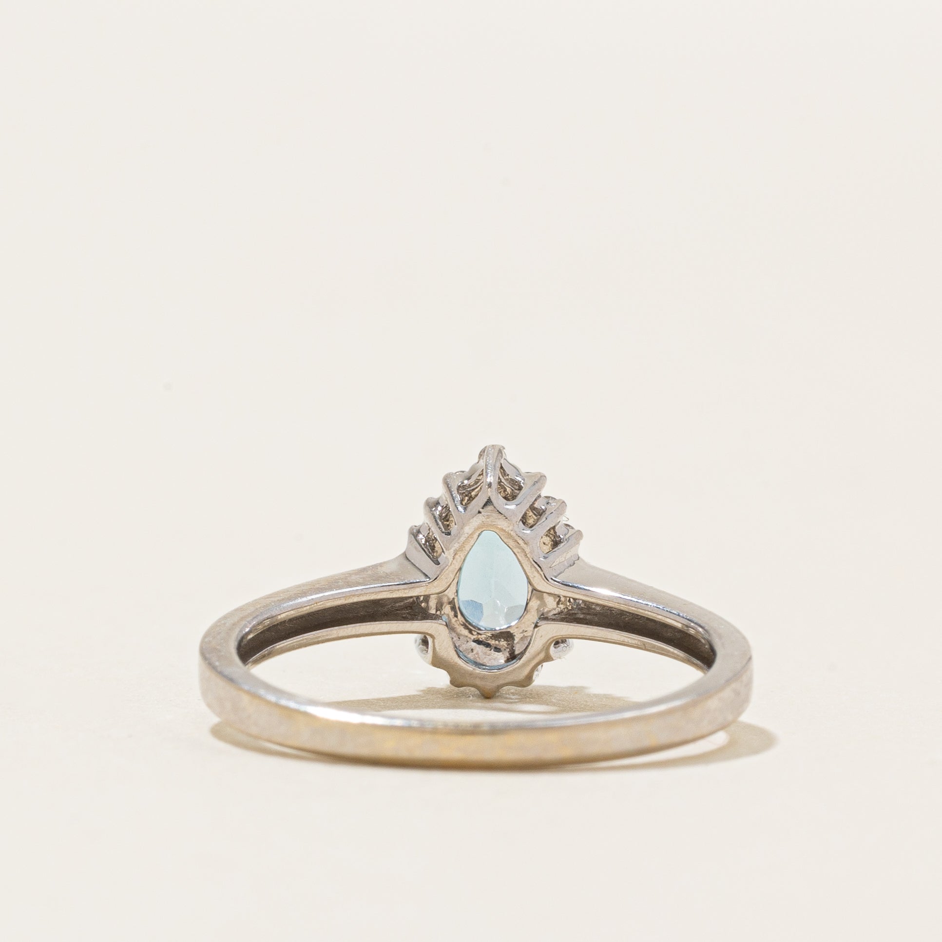 18k Pear Cut Blue Topaz & Diamond Halo Ring | 0.44ct | SZ 5