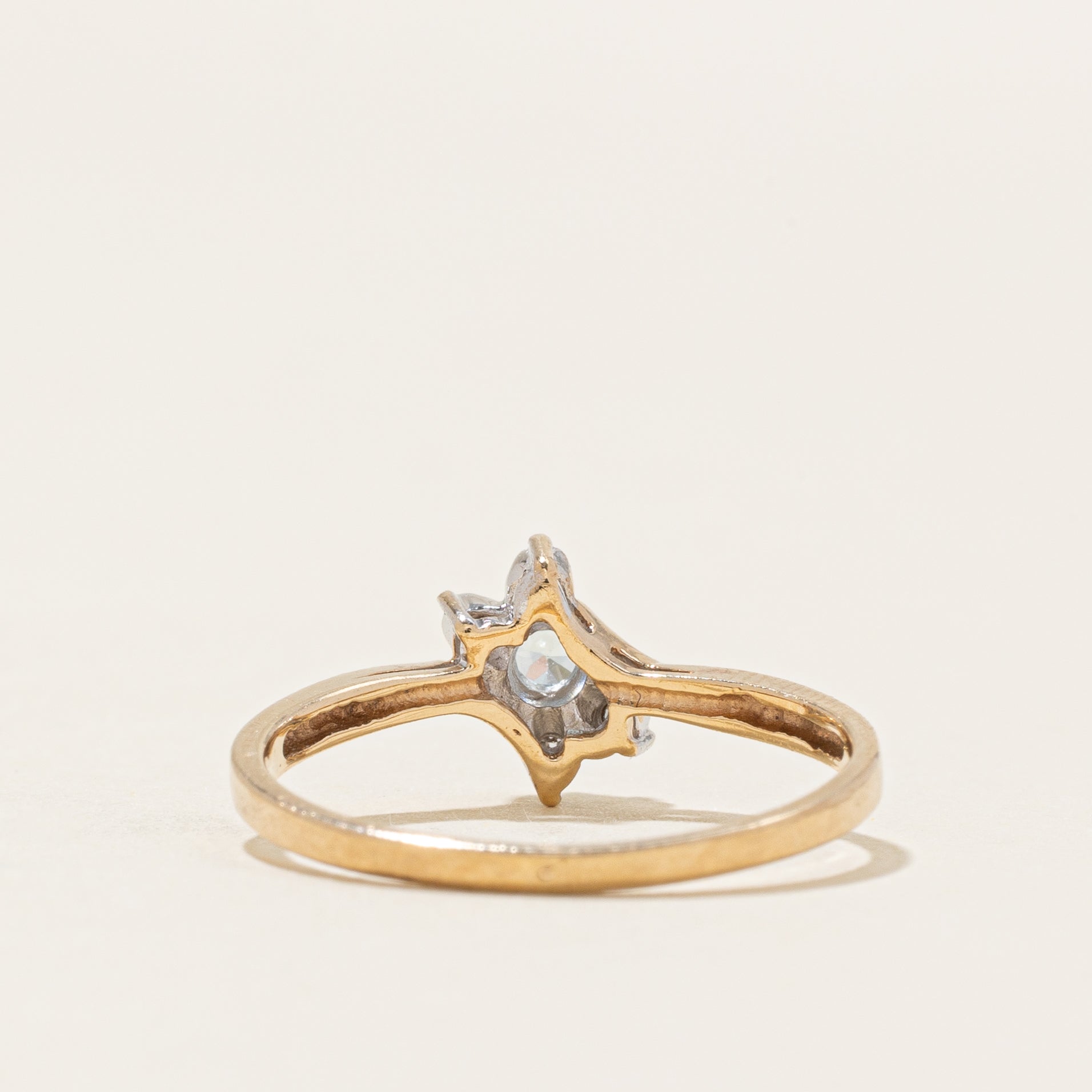 Blue Zircon & Diamond Accented Bypass Ring | 0.10ct, 0.02ct | SZ 6.25