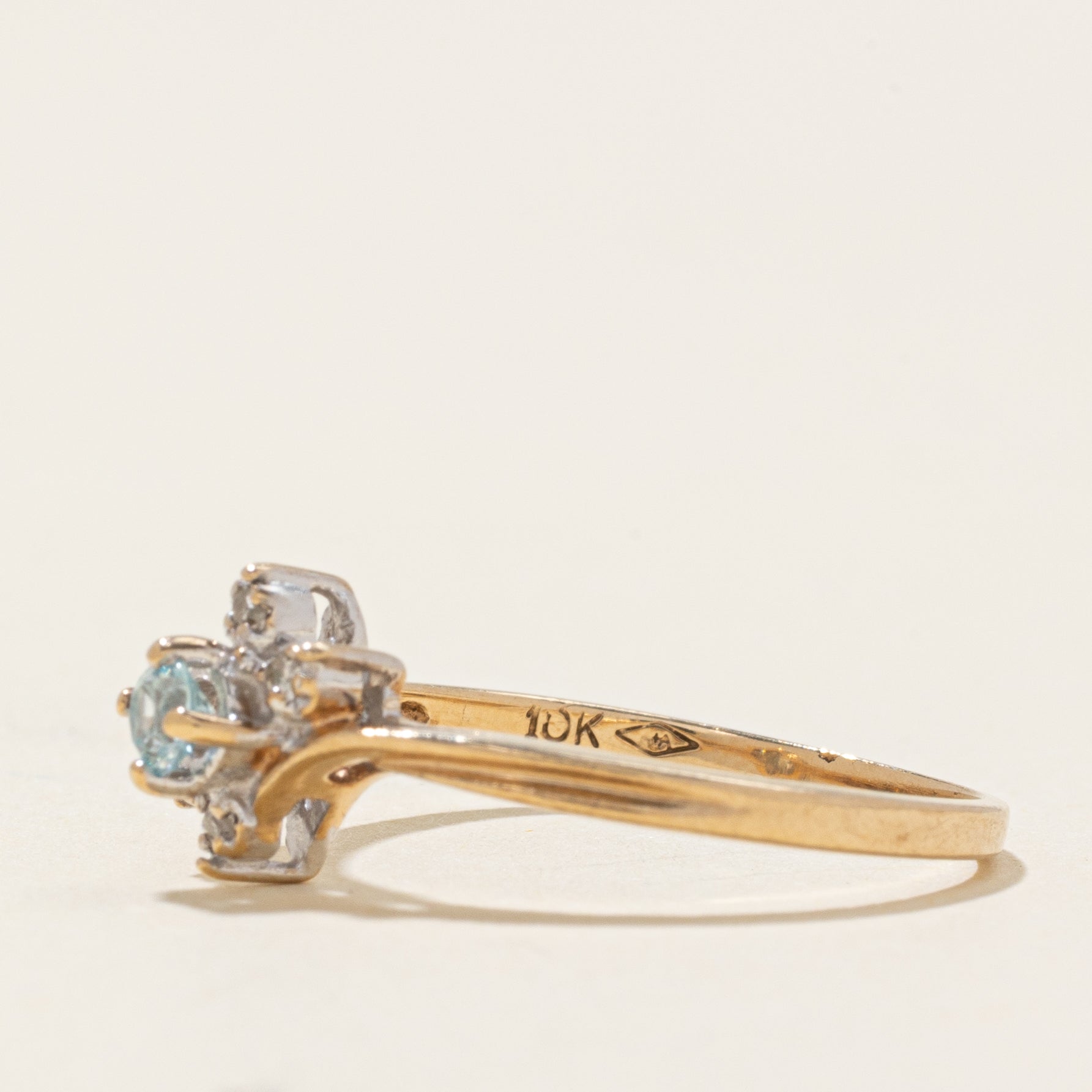 Blue Zircon & Diamond Accented Bypass Ring | 0.10ct, 0.02ct | SZ 6.25
