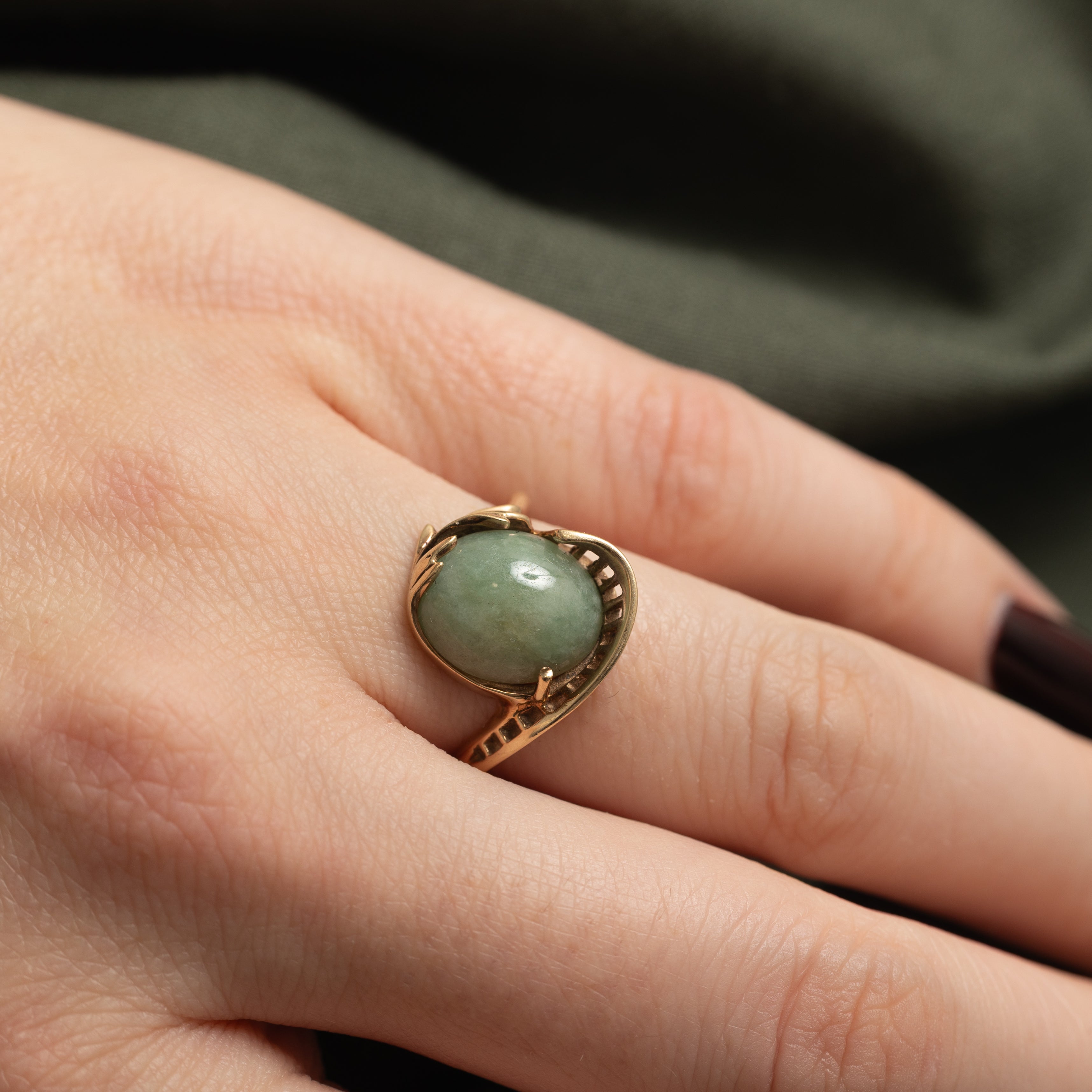 Solitaire Jadeite Abstract Cocktail Ring | 4.48ct | SZ 6