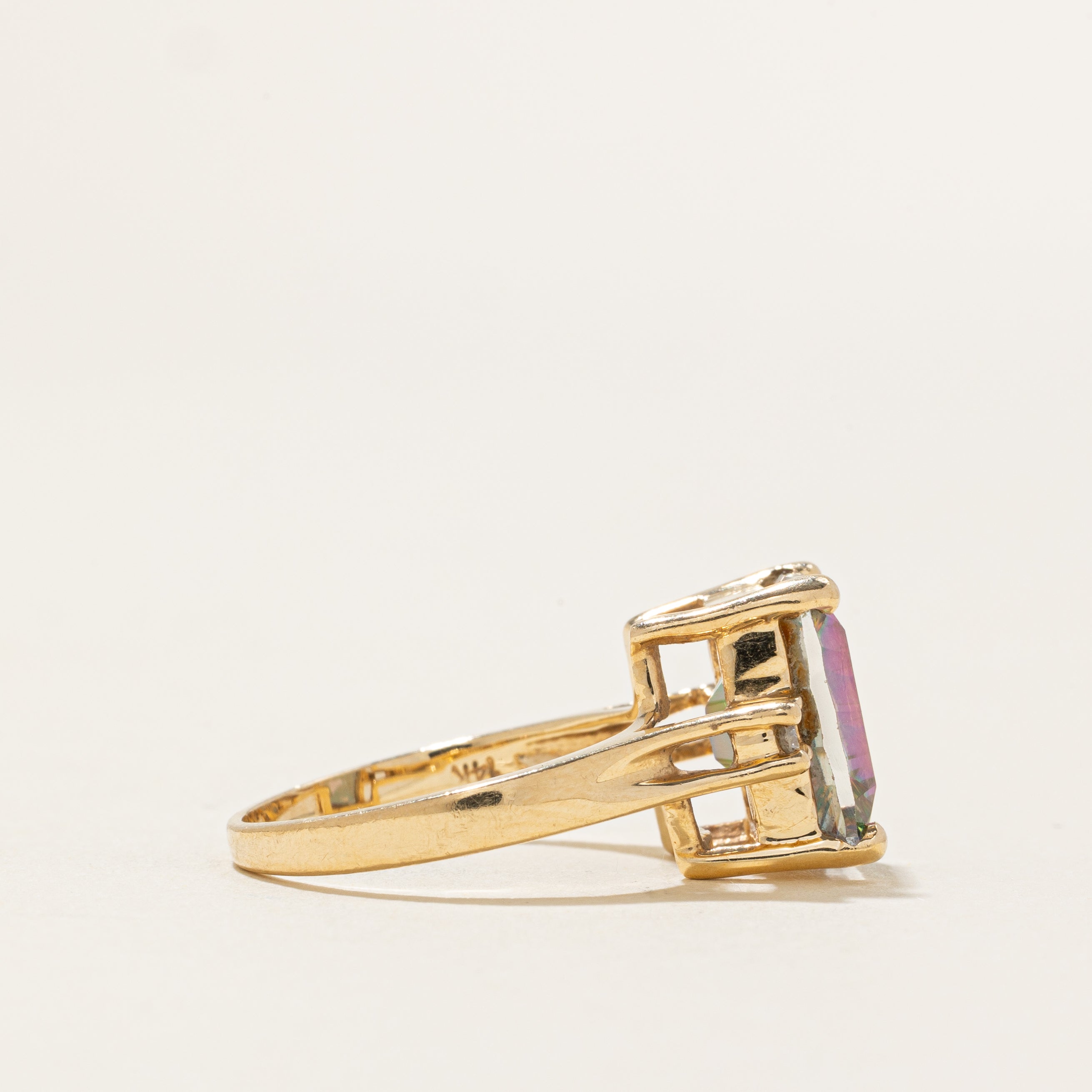 Mystic Topaz & Diamond Cocktail Ring | 6.00ct, 0.04ctw | SZ 6.5