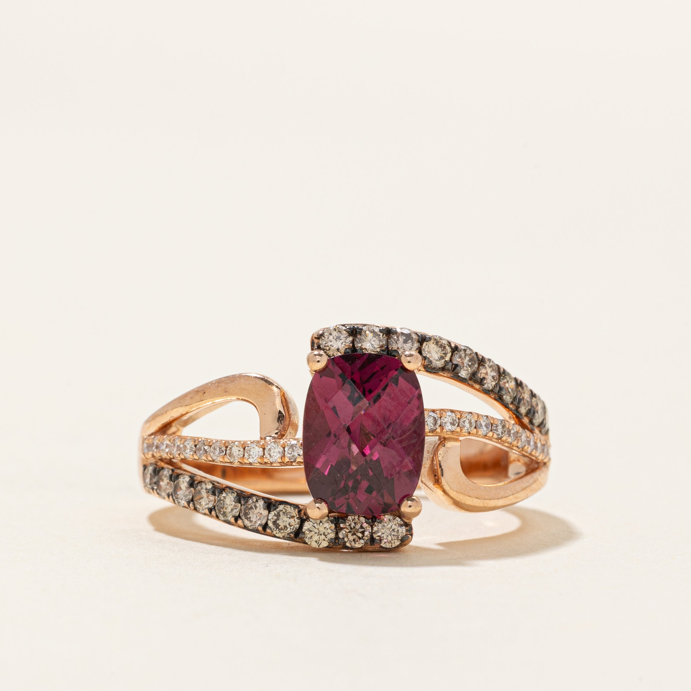 'Le Vian' Raspberry Rhodolite Garnet & Diamond Bypass Ring | 1.40ct, 0.51ctw | SZ 7