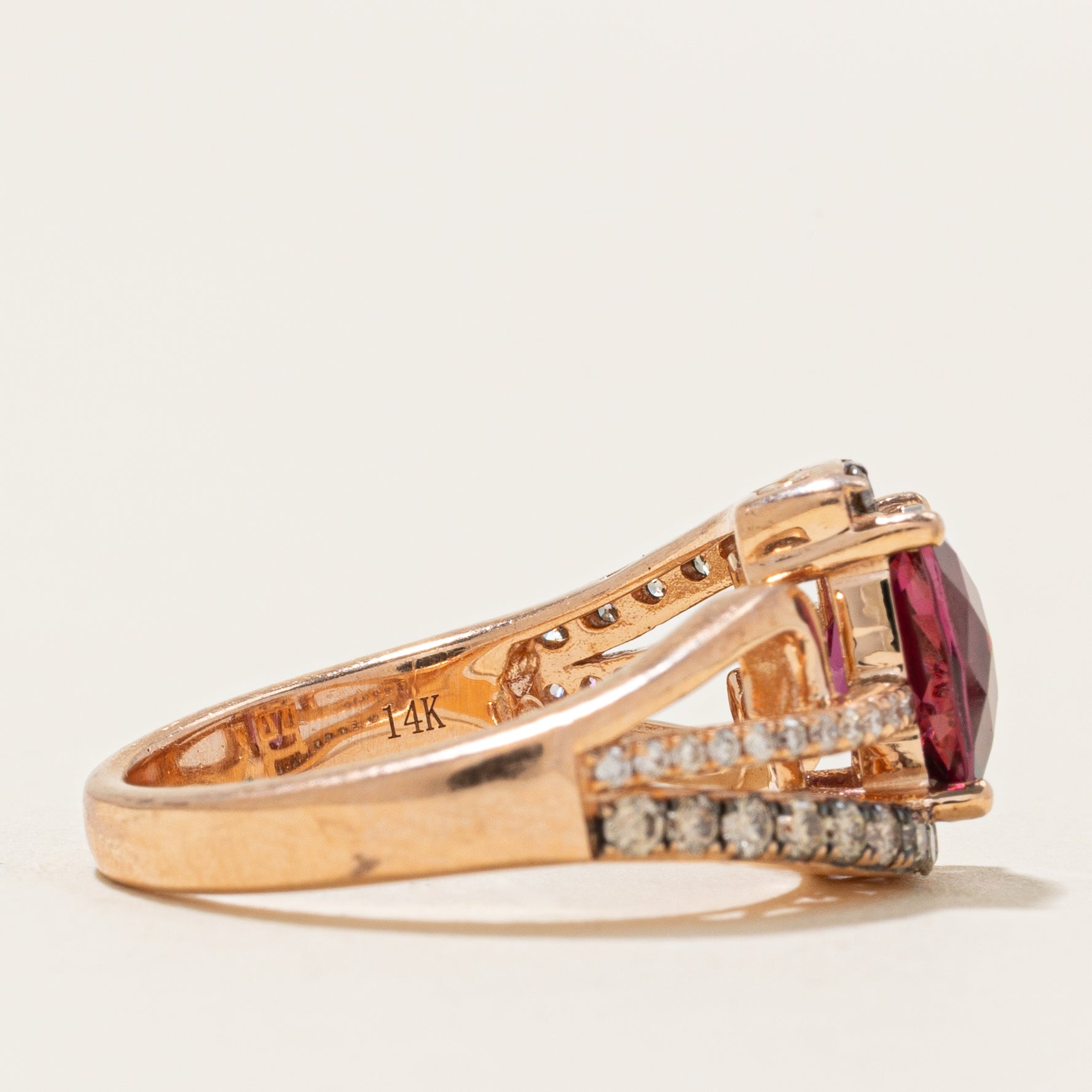 'Le Vian' Raspberry Rhodolite Garnet & Diamond Bypass Ring | 1.40ct, 0.51ctw | SZ 7
