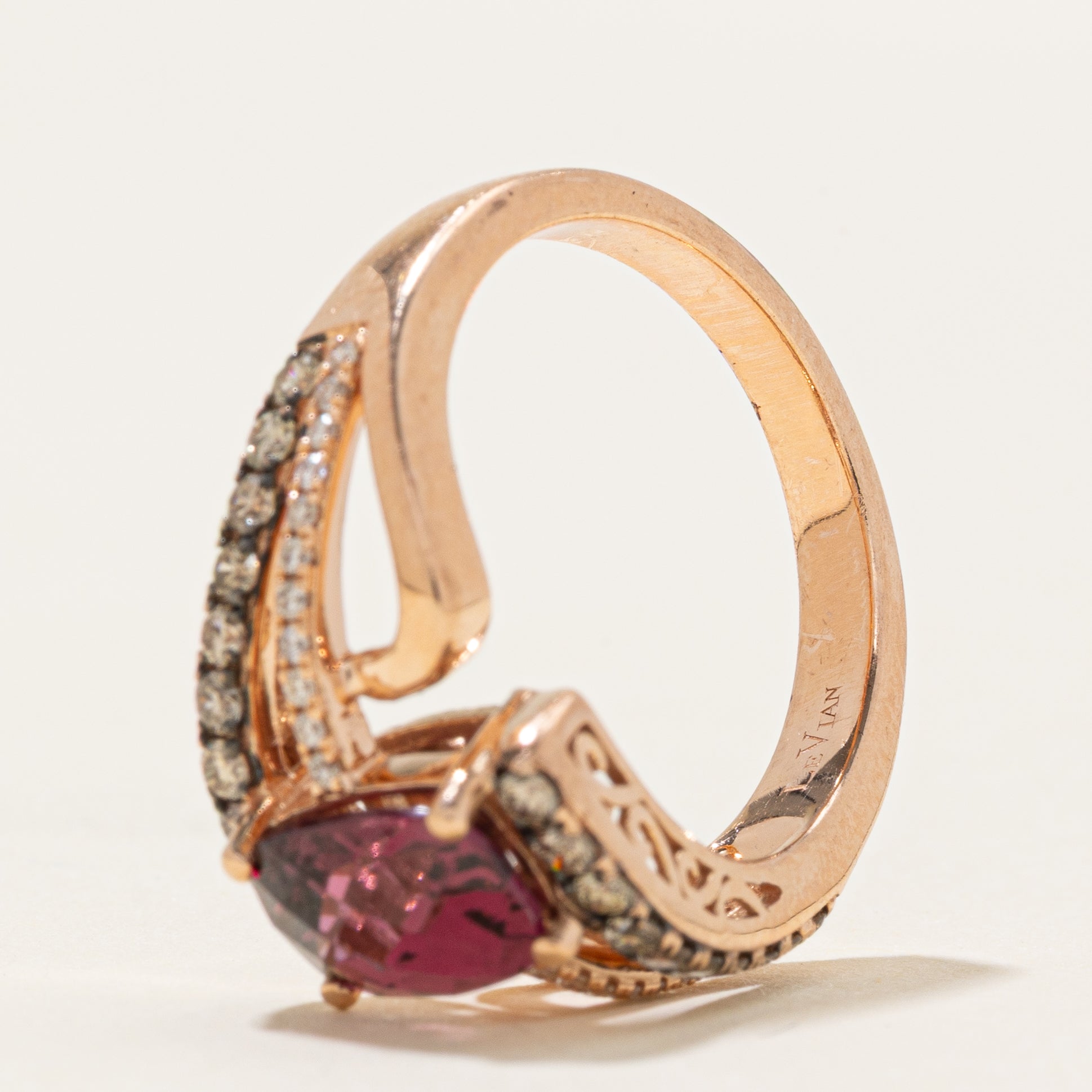 'Le Vian' Raspberry Rhodolite Garnet & Diamond Bypass Ring | 1.40ct, 0.51ctw | SZ 7