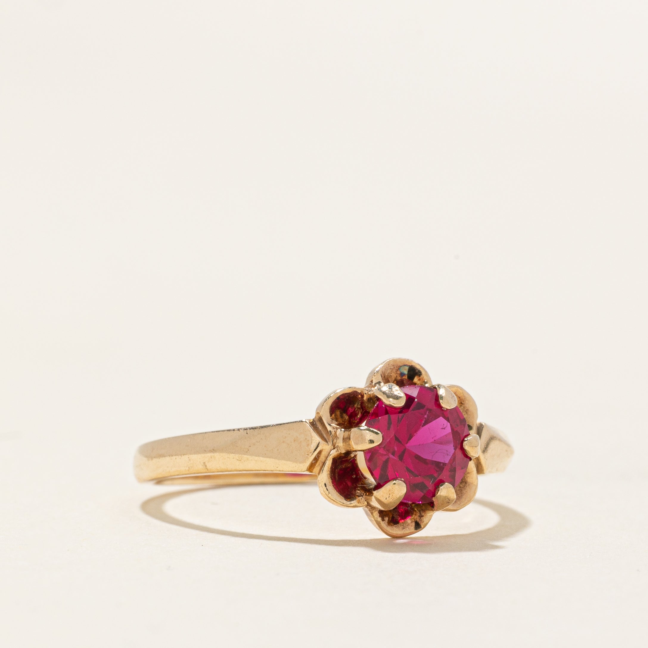 Belcher Set Synthetic Ruby Ring | 1.00ct | SZ 6.75