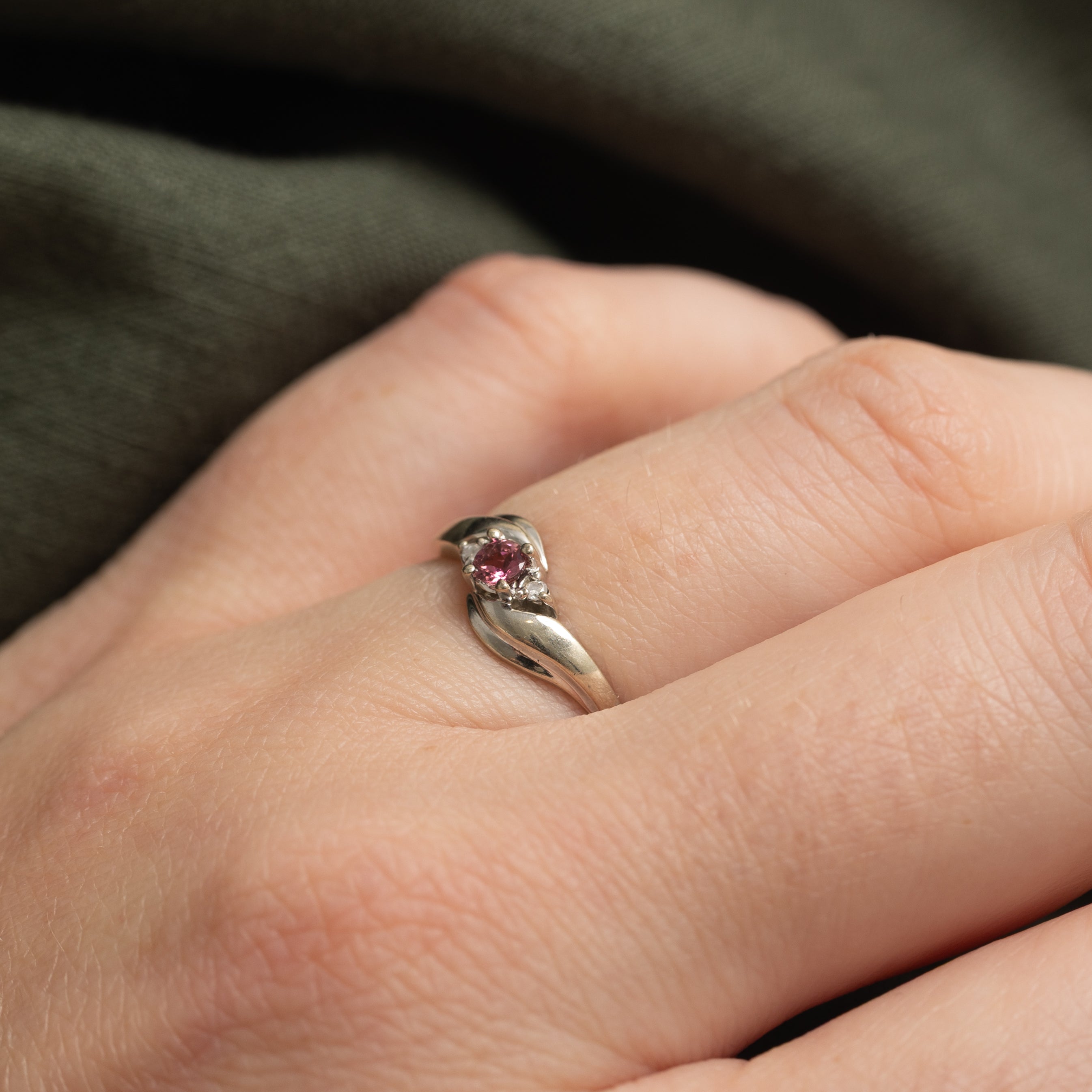 Tourmaline & Diamond Accented Bypass Ring | 0.10ct, 0.02ct | SZ 5