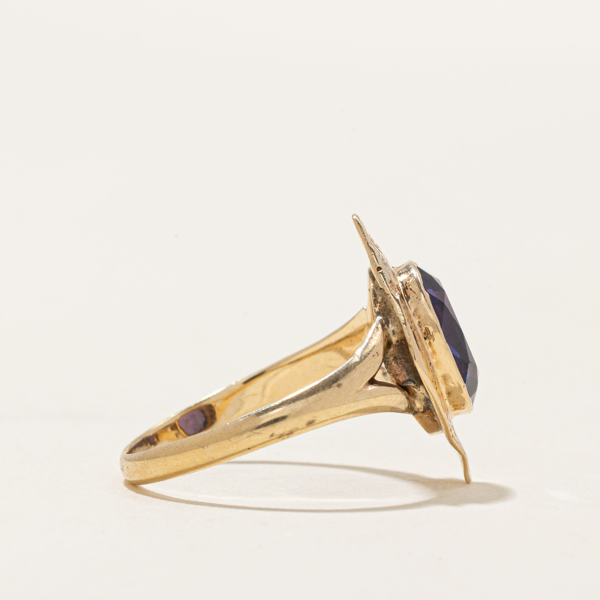 Solitaire Synthetic Sapphire Engraved Cocktail Ring | 2.00ct | SZ 6