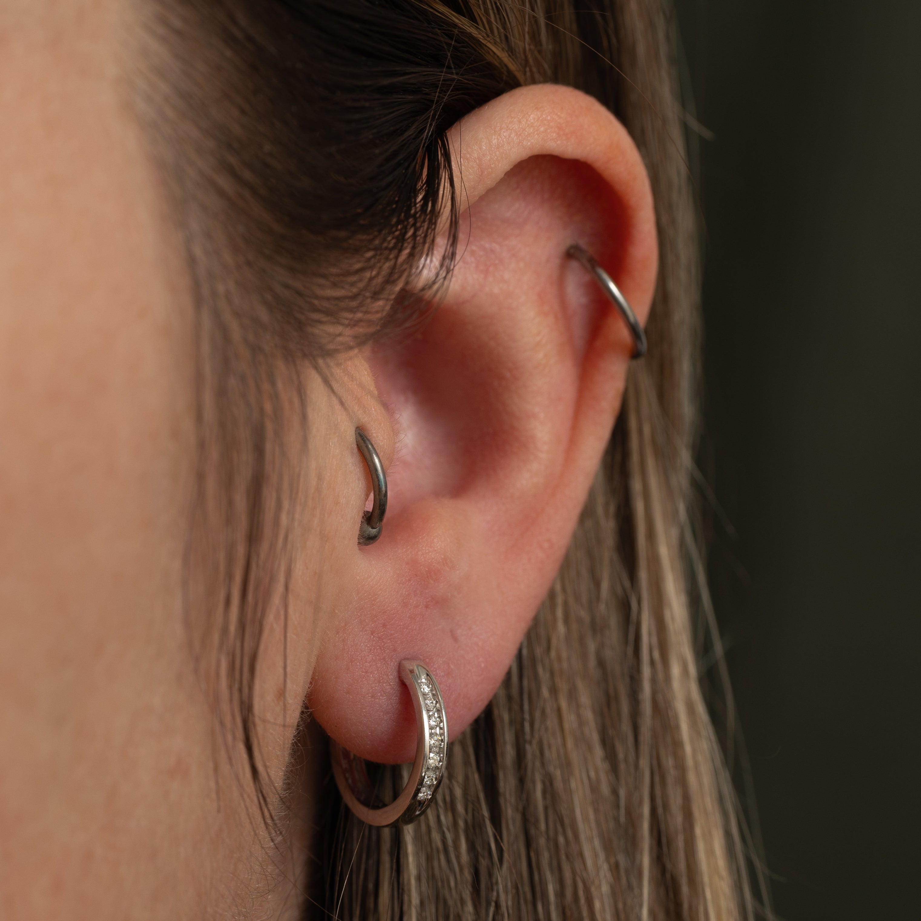 Channel Set Diamond Hoop Earrings