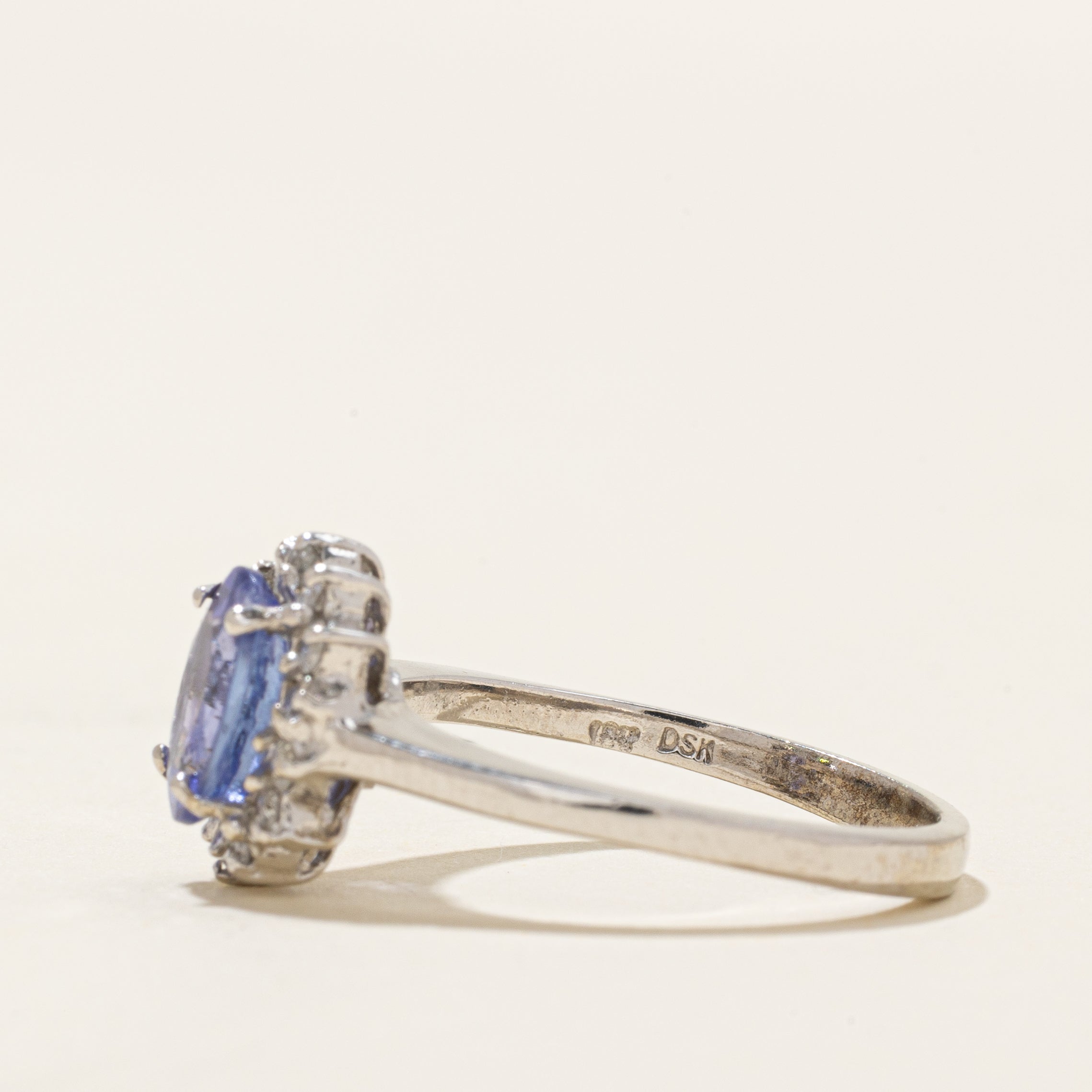 Oval Cut Tanzanite & Diamond Petal Halo Ring | 1.22ct, 0.28ctw | SZ 6.25