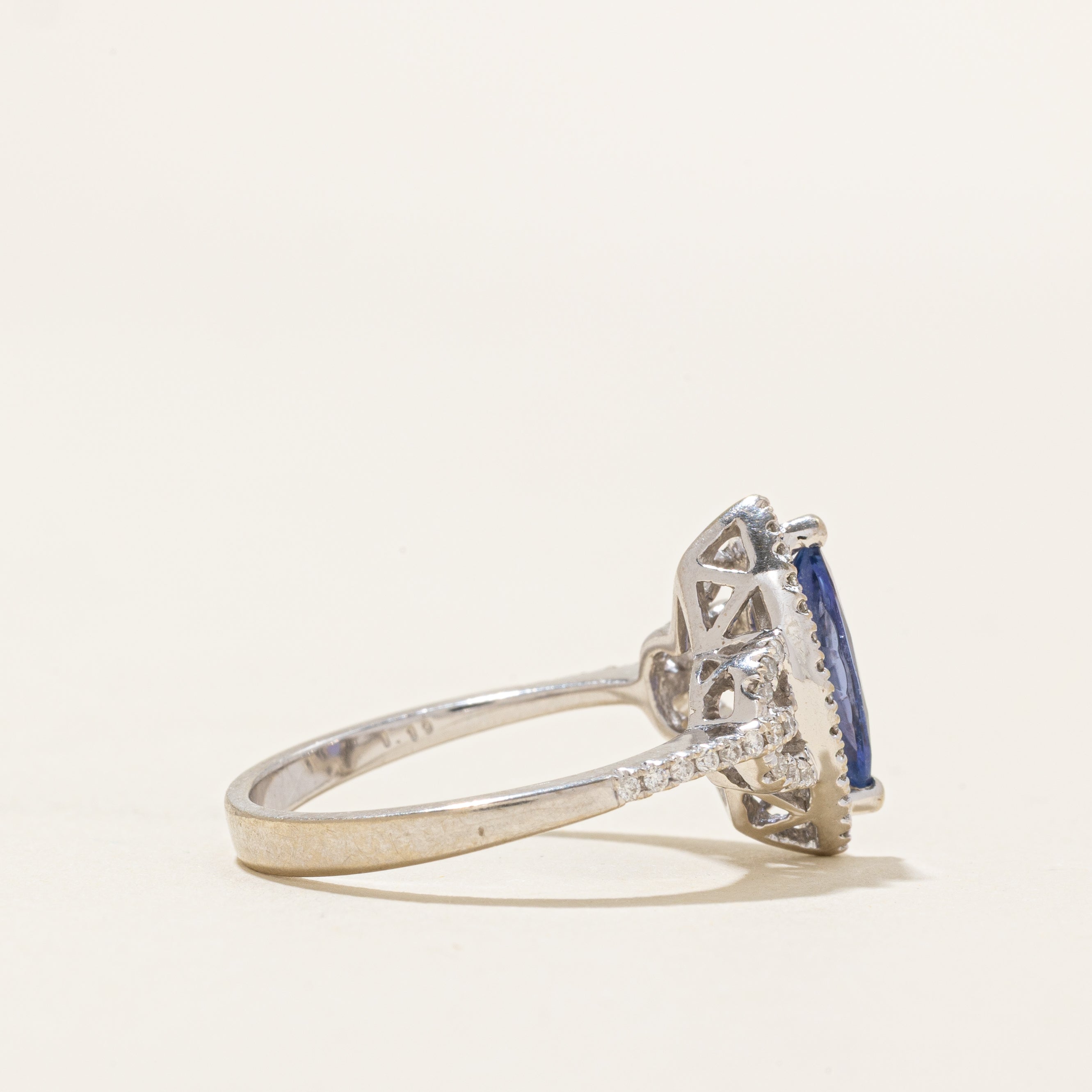 Marquise Cut Tanzanite & Diamond Halo Ring | 1.19ct, 0.28ctw | SZ 7