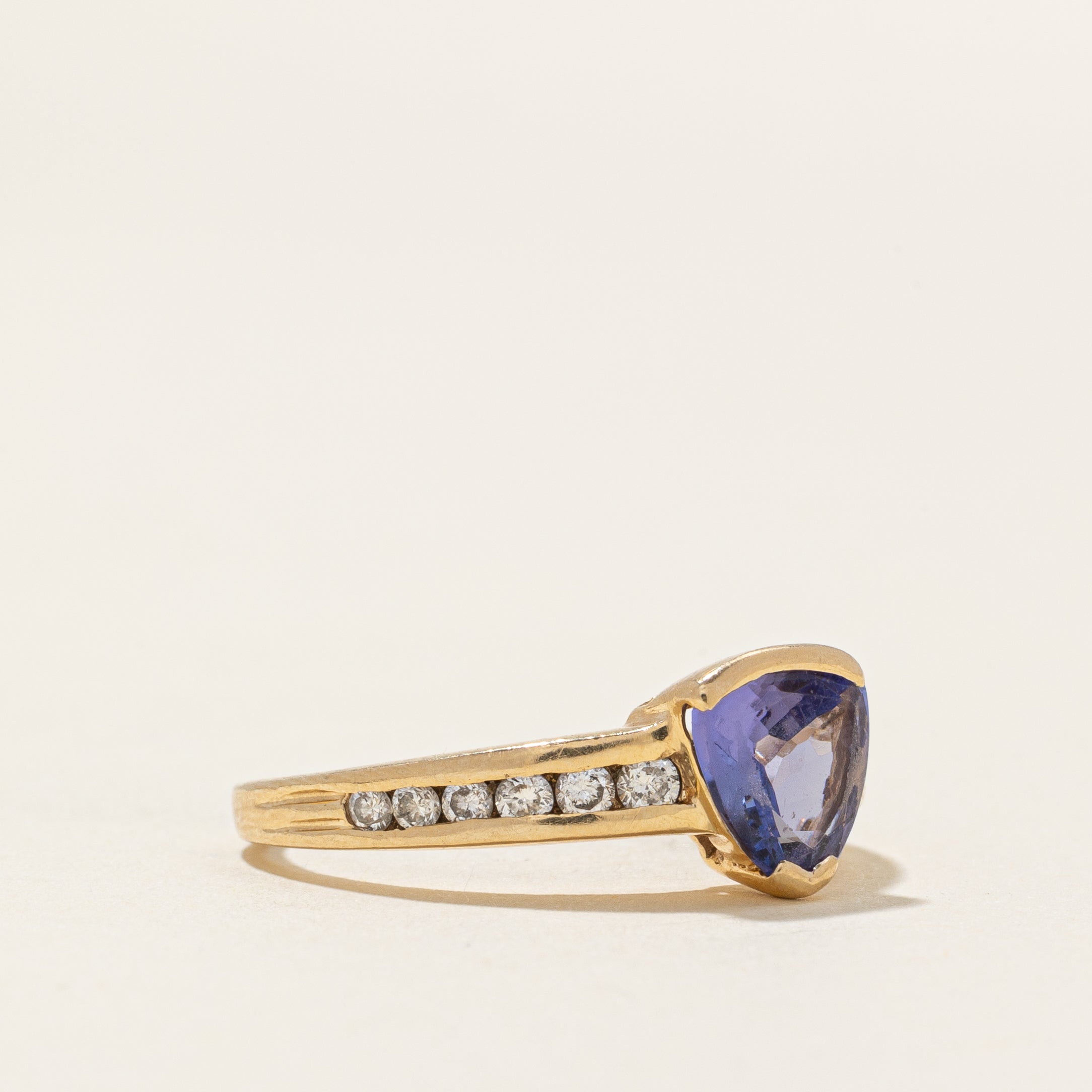 Trillion Cut Tanzanite & Diamond Ring | 0.86ct, 0.28ct | SZ 5.5