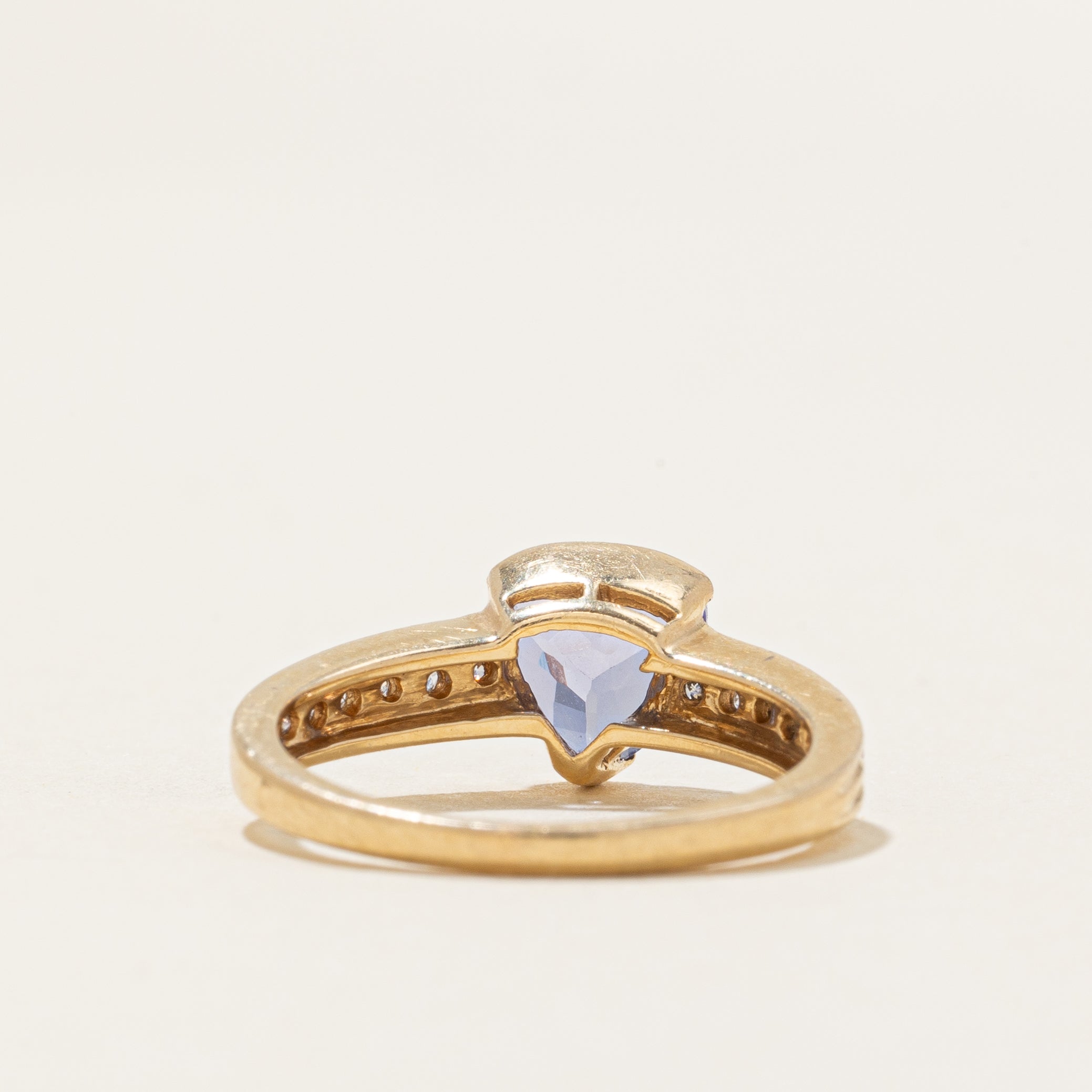 Trillion Cut Tanzanite & Diamond Ring | 0.86ct, 0.28ct | SZ 5.5