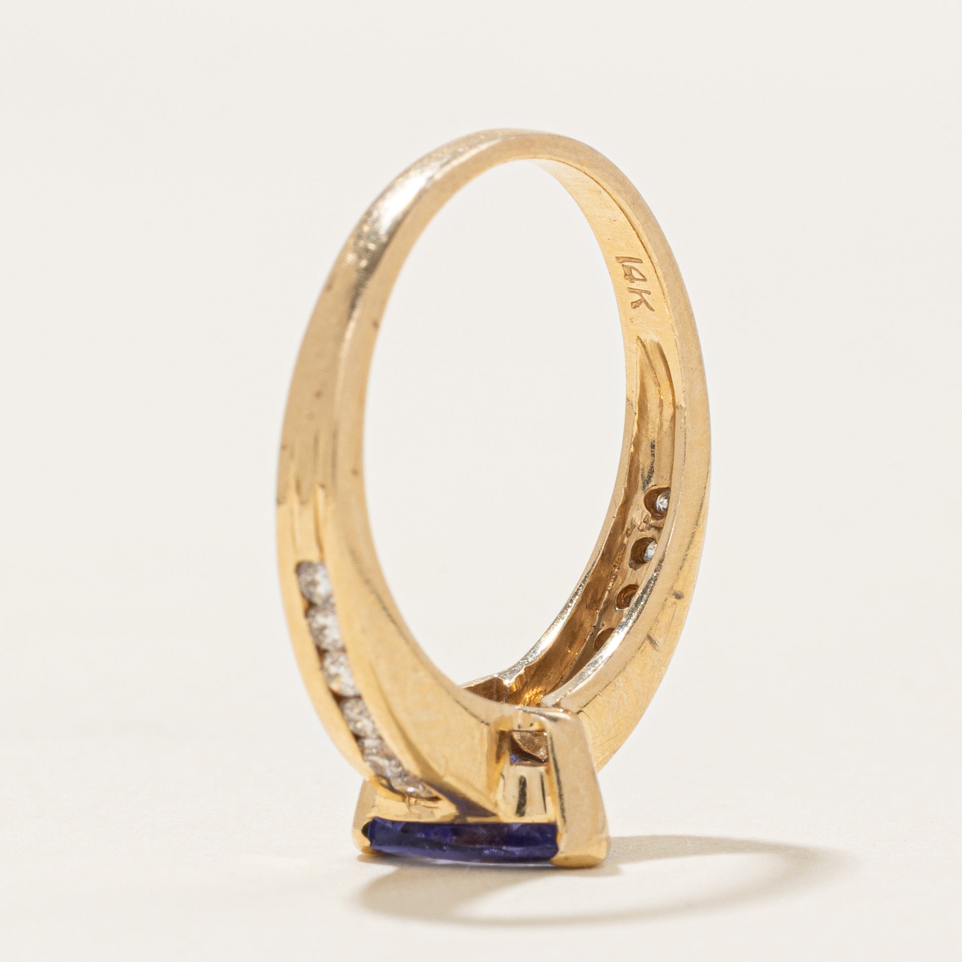 Trillion Cut Tanzanite & Diamond Ring | 0.86ct, 0.28ct | SZ 5.5