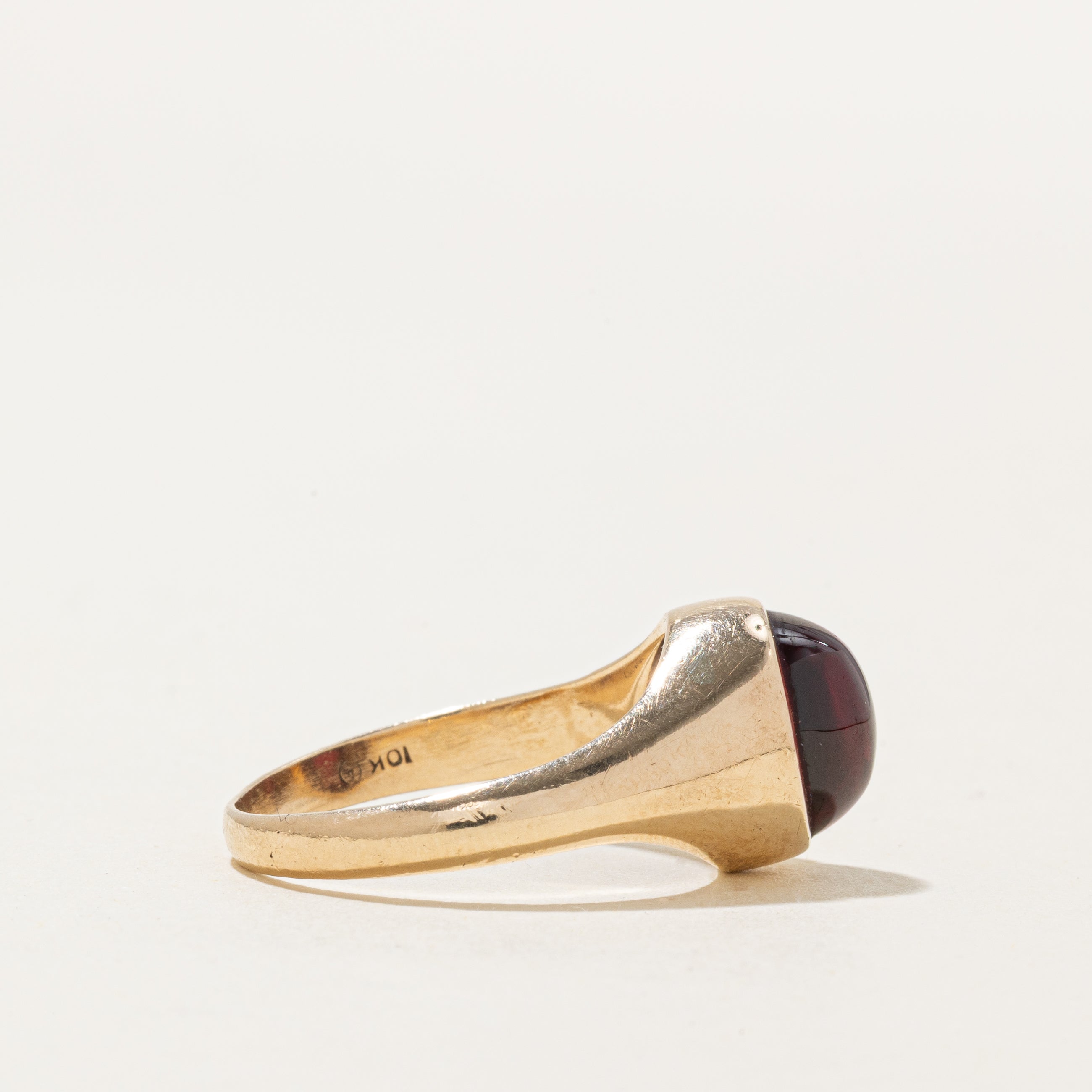 Solitaire Oval Cabochon Synthetic Ruby Ring | 4.31ct | SZ 8.75