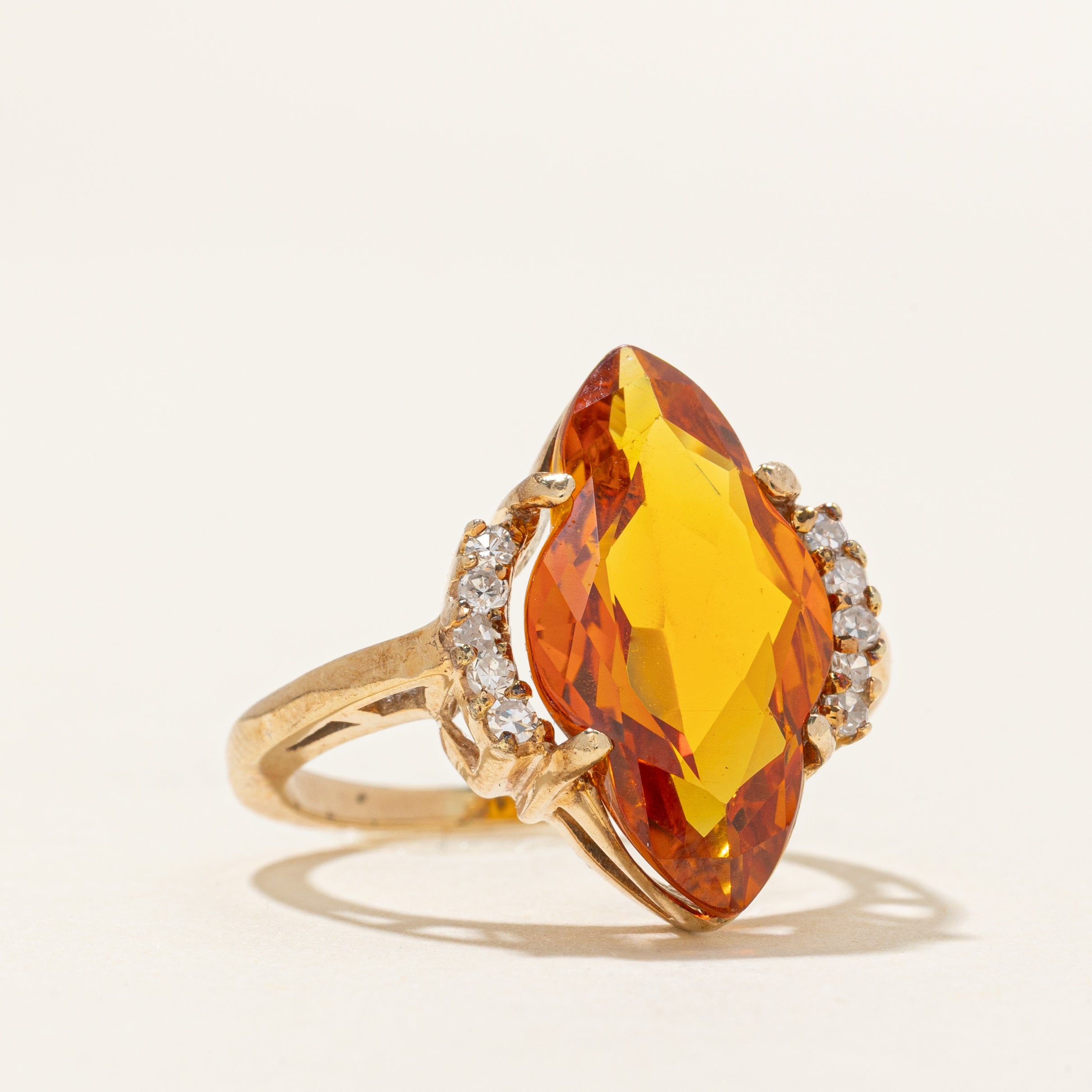 Fancy Cut Synthetic Sapphire & Diamond Cocktail Ring | 7.50ct, 0.20ctw | SZ 6.75