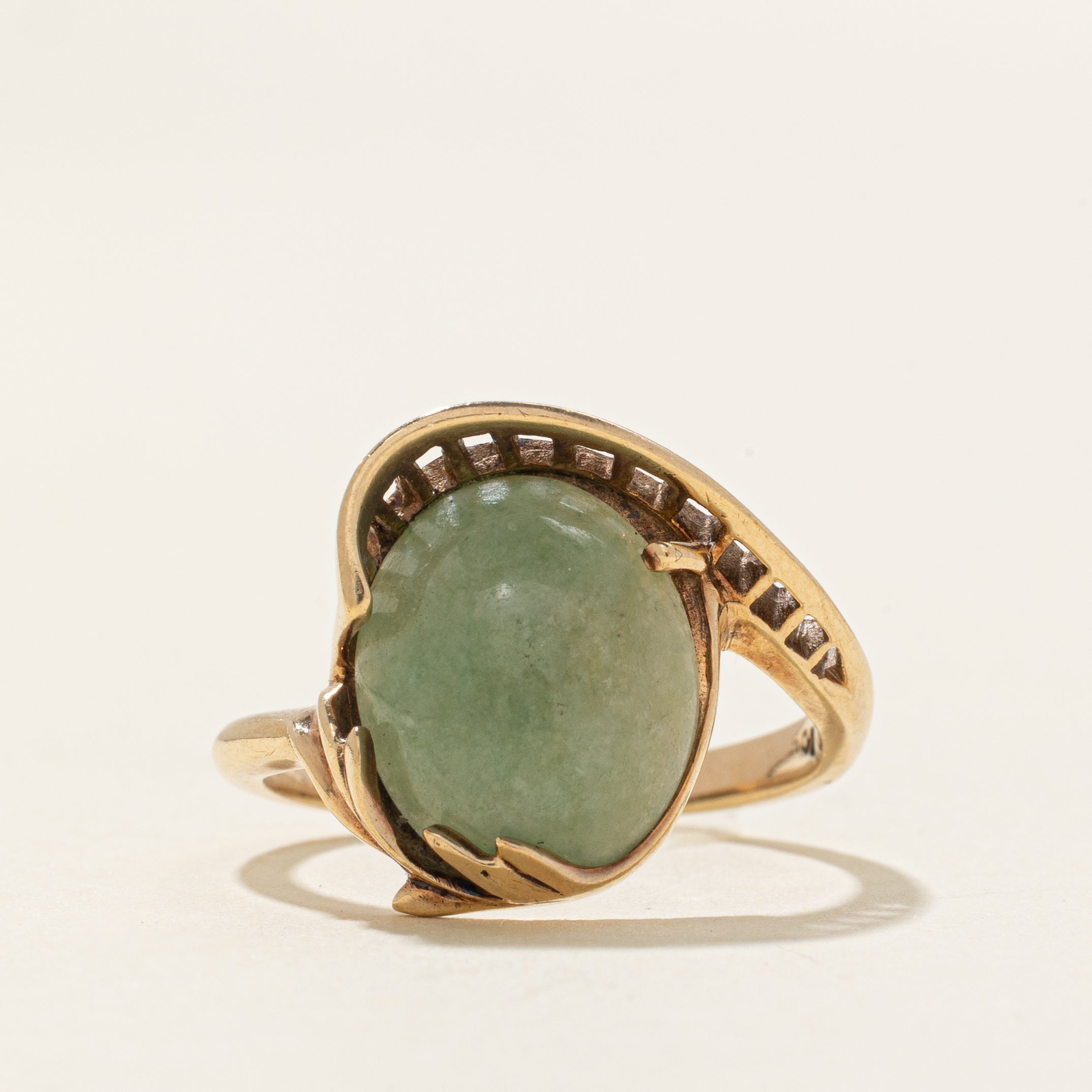 Solitaire Jadeite Abstract Cocktail Ring | 4.48ct | SZ 6