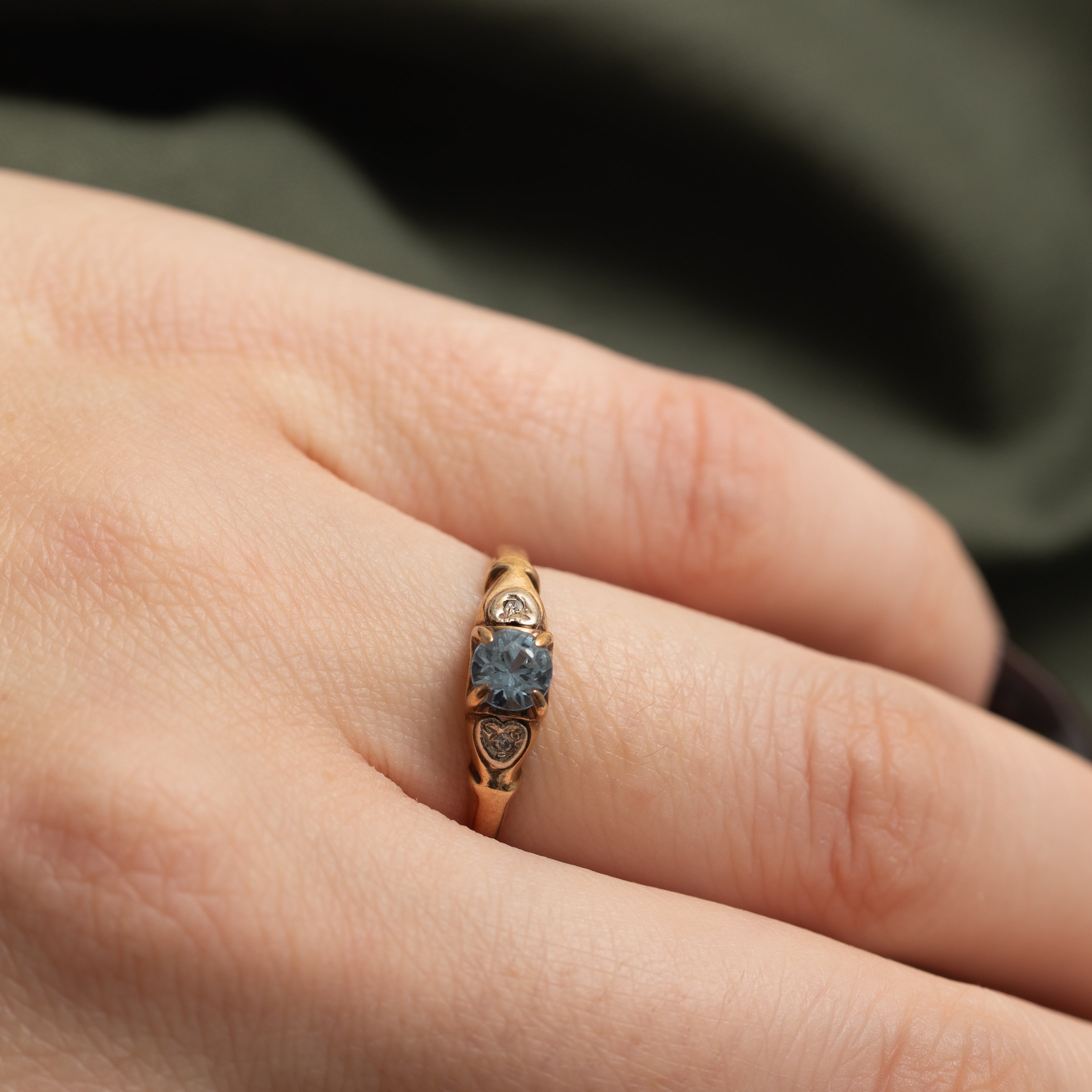 Vintage Canadian Synthetic Spinel & Diamond Heart Ring | 0.32ct, 0.01ctw | SZ 5.75