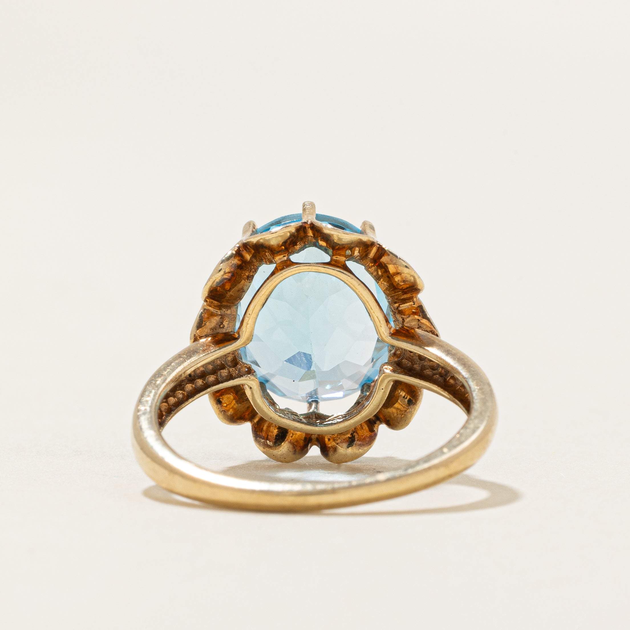 Belcher Set Blue Topaz Cocktail Ring | 7.00ct | SZ 6.5