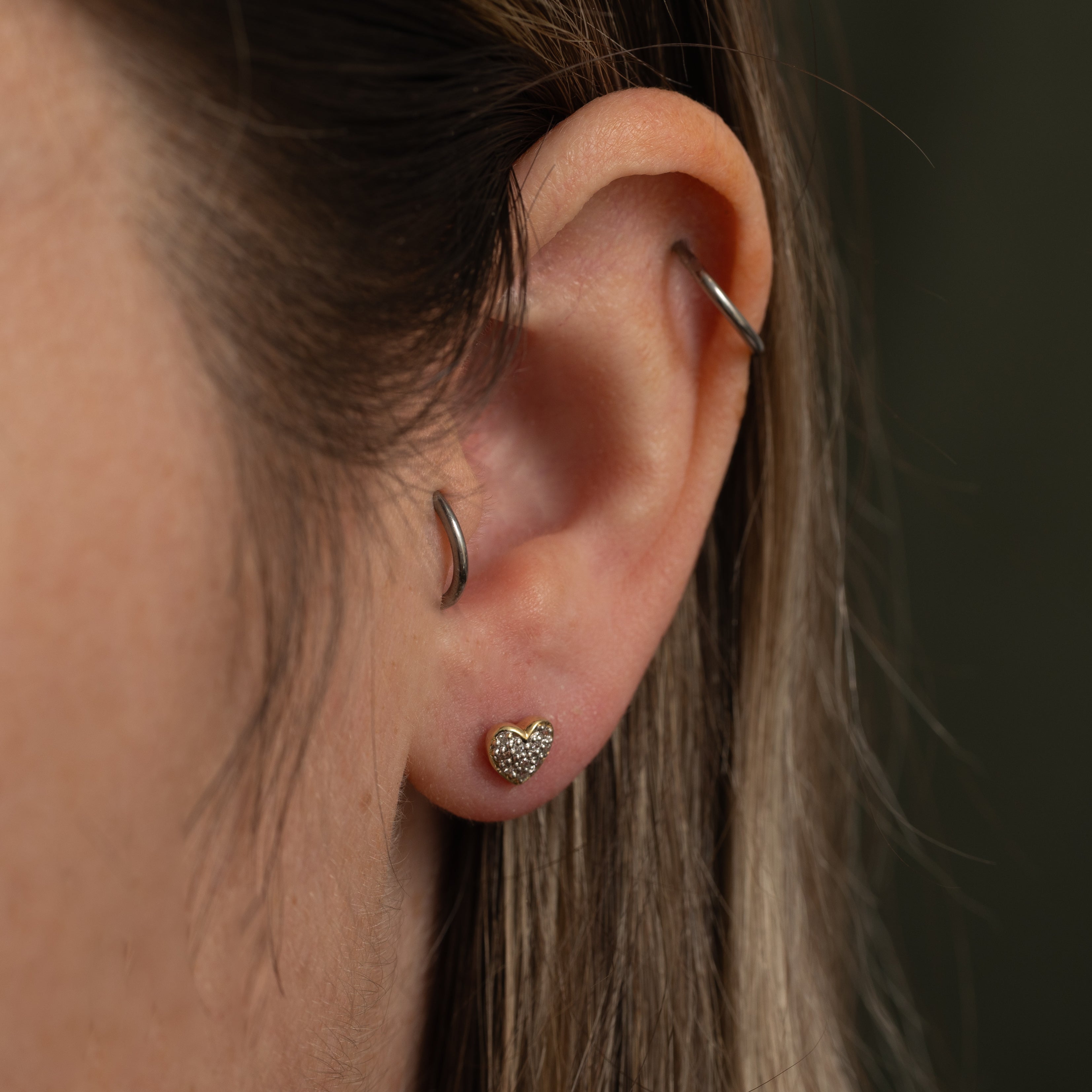 Diamond Heart Cluster Stud Earrings