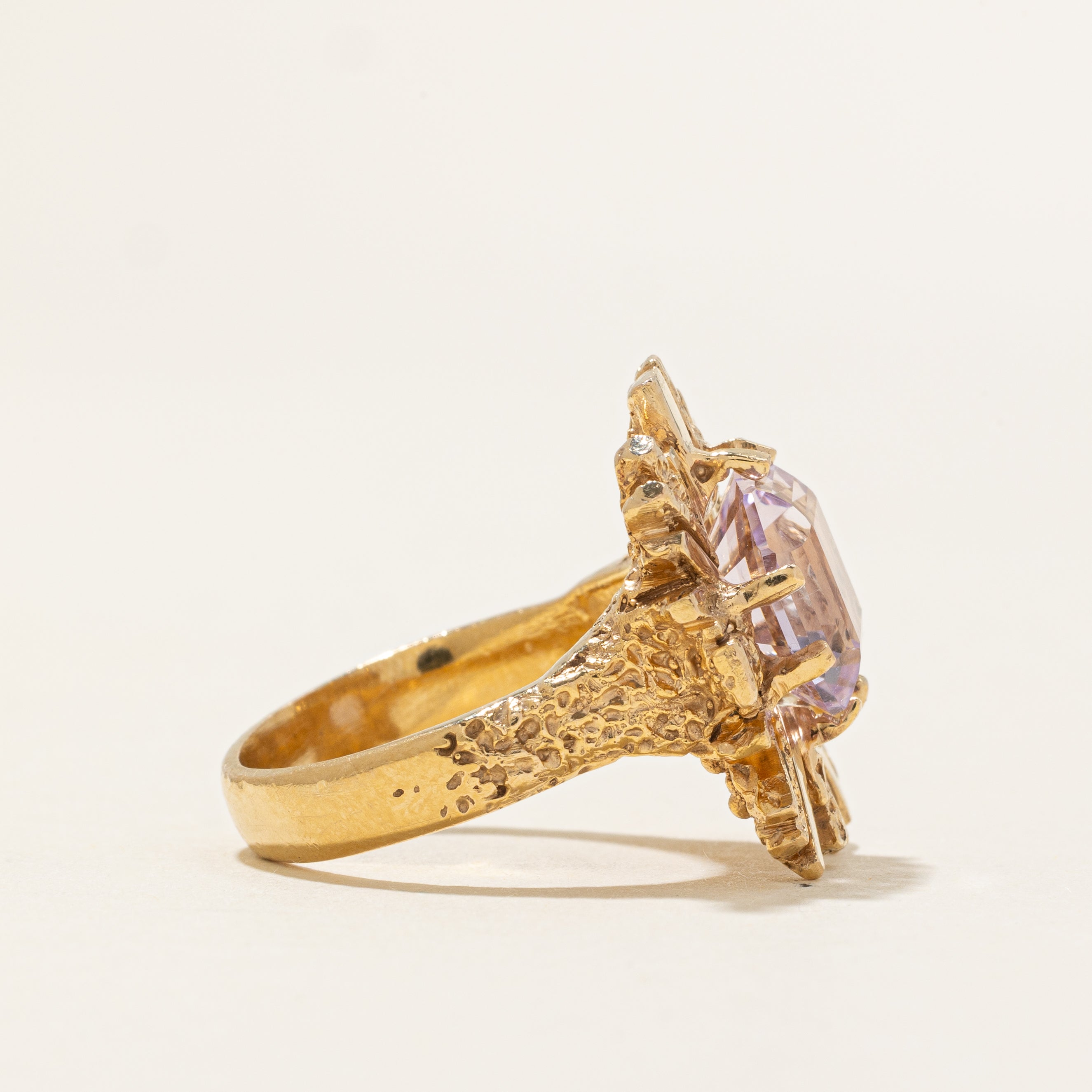Rose De France Amethyst Textured Cocktail Ring | 7.50ct | SZ 6.75